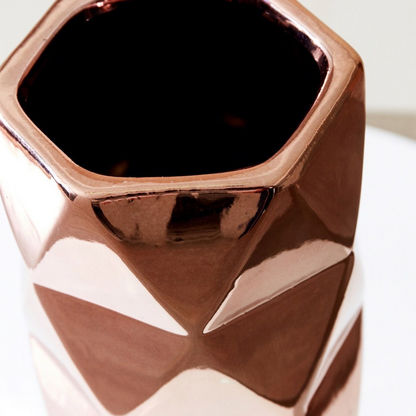 Arya Ceramic Faceted Medium Cylindrical Vase - 12x12x28 cms