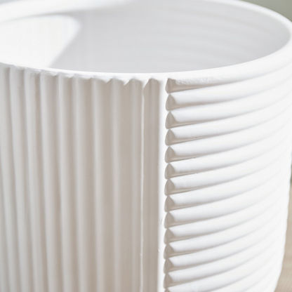 Arya Ceramic Concentric Large Ribbed Vase - 23x23x21 cms
