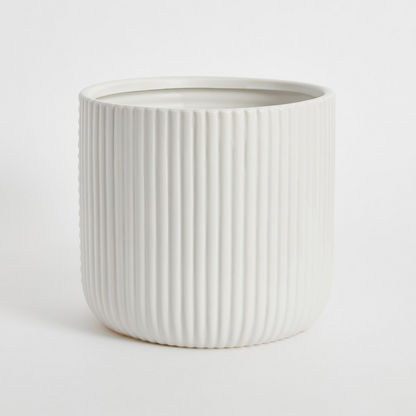 Arya Ceramic Concentric Large Ribbed Vase - 23x23x21 cms