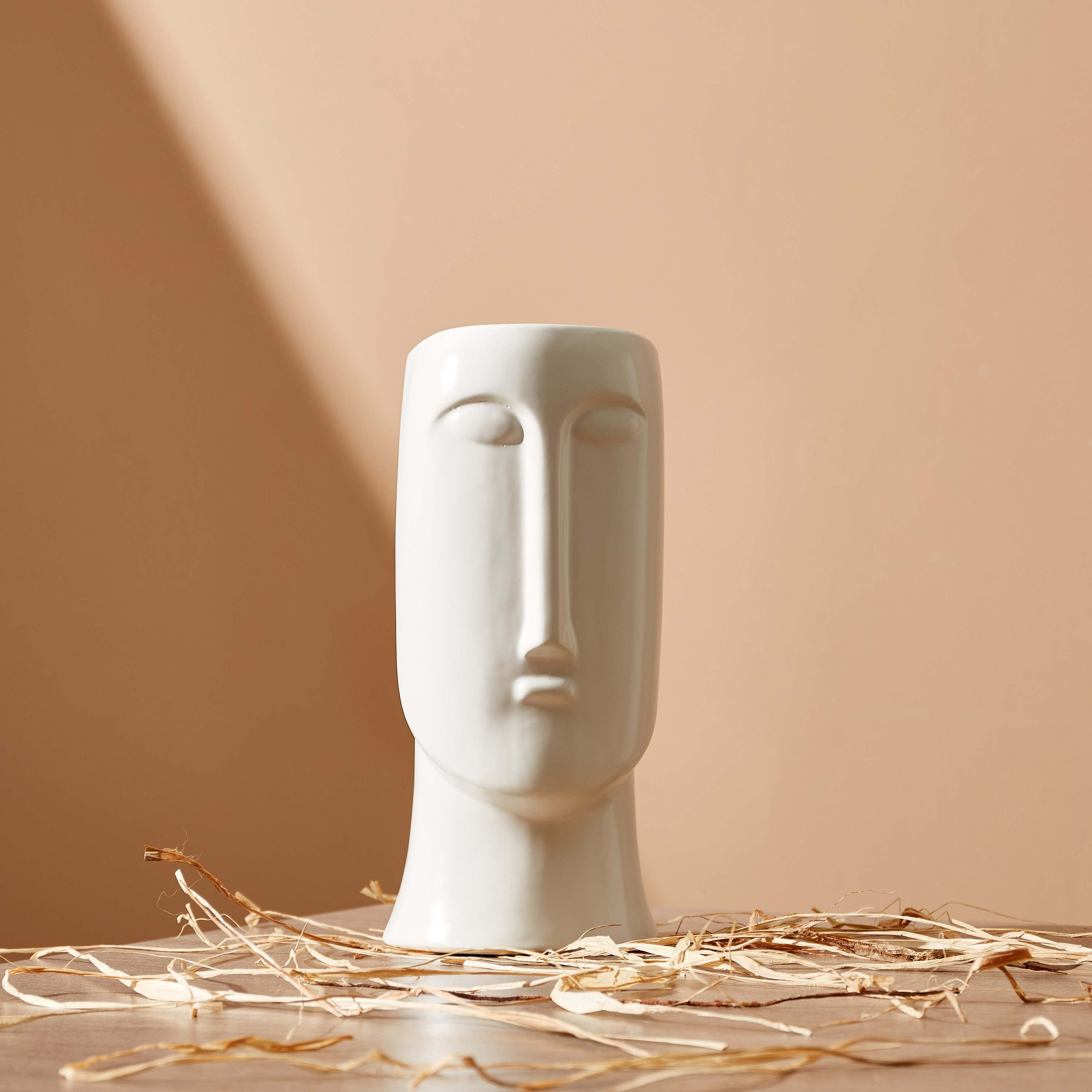 مزهرية سيراميك بارزة الملمس بتصميم وجه من أريا - 14x14x31 سم-hbxbedroom-decorandaccessories-vases-image-2