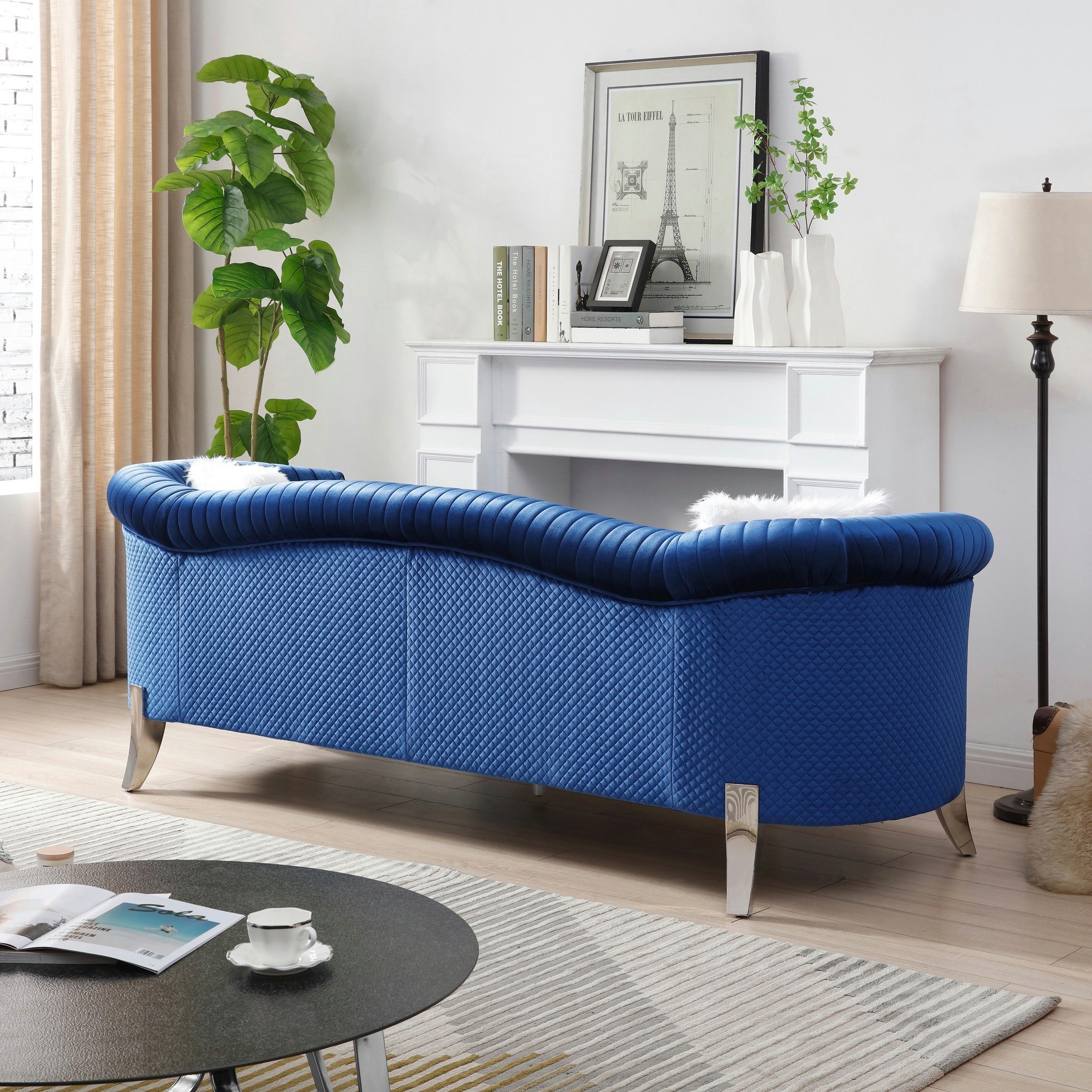 طقم كنب مخملي 3+2 مقاعد مع 4 وسادة من كيمونا-hbxlivingroom-sofasandarmchairs-sofas-image-4