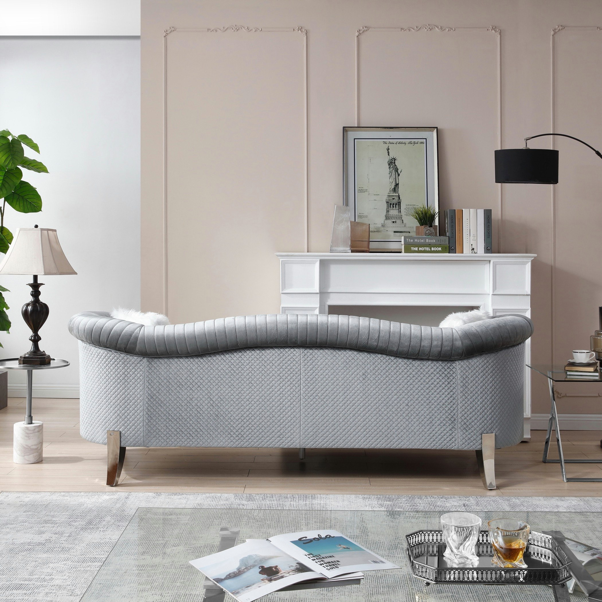 طقم كنب مخملي 3+2 مقاعد مع 4 وسادة من كيمونا-hbxlivingroom-sofasandarmchairs-sofas-image-5