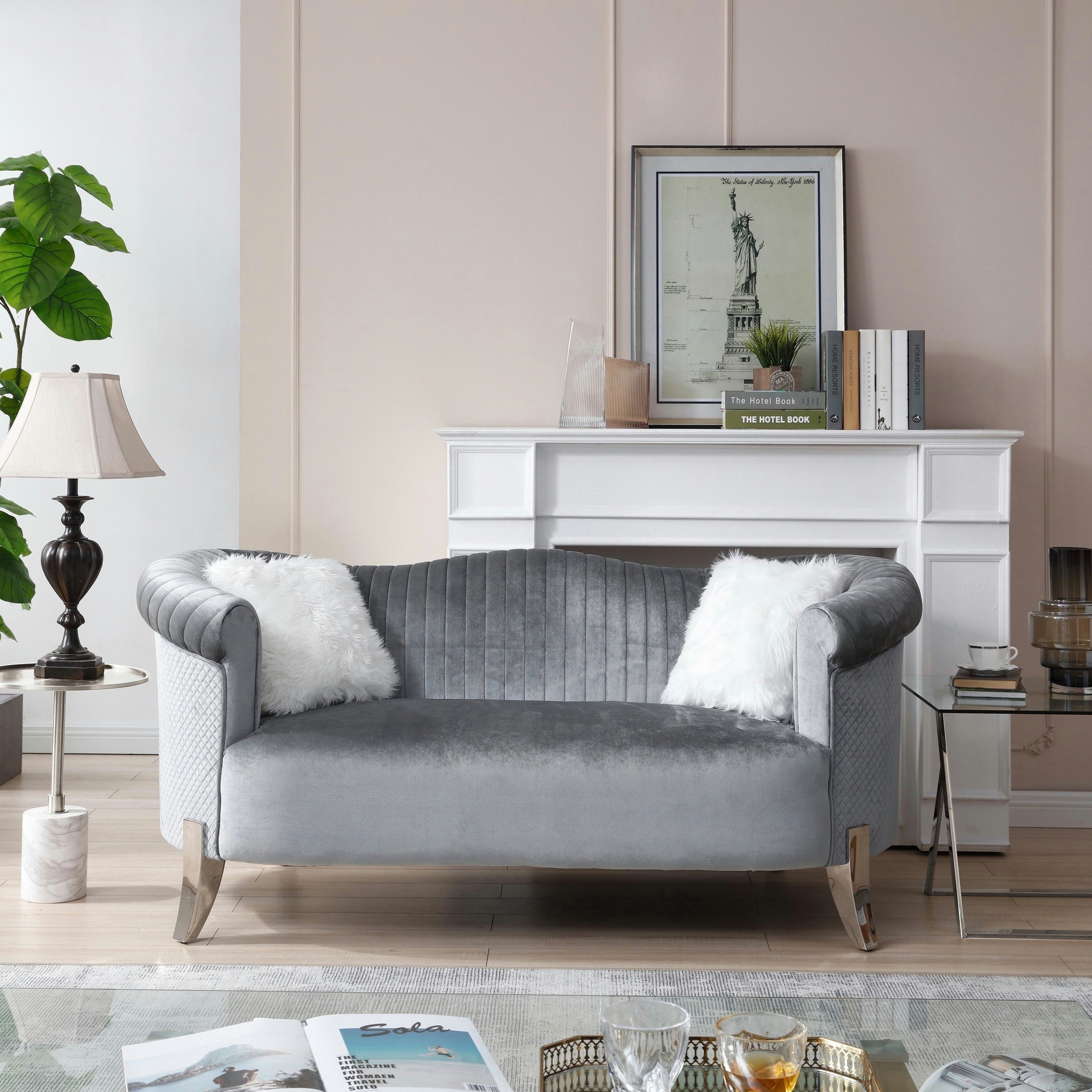 طقم كنب مخملي 3+2 مقاعد مع 4 وسادة من كيمونا-hbxlivingroom-sofasandarmchairs-sofas-image-6