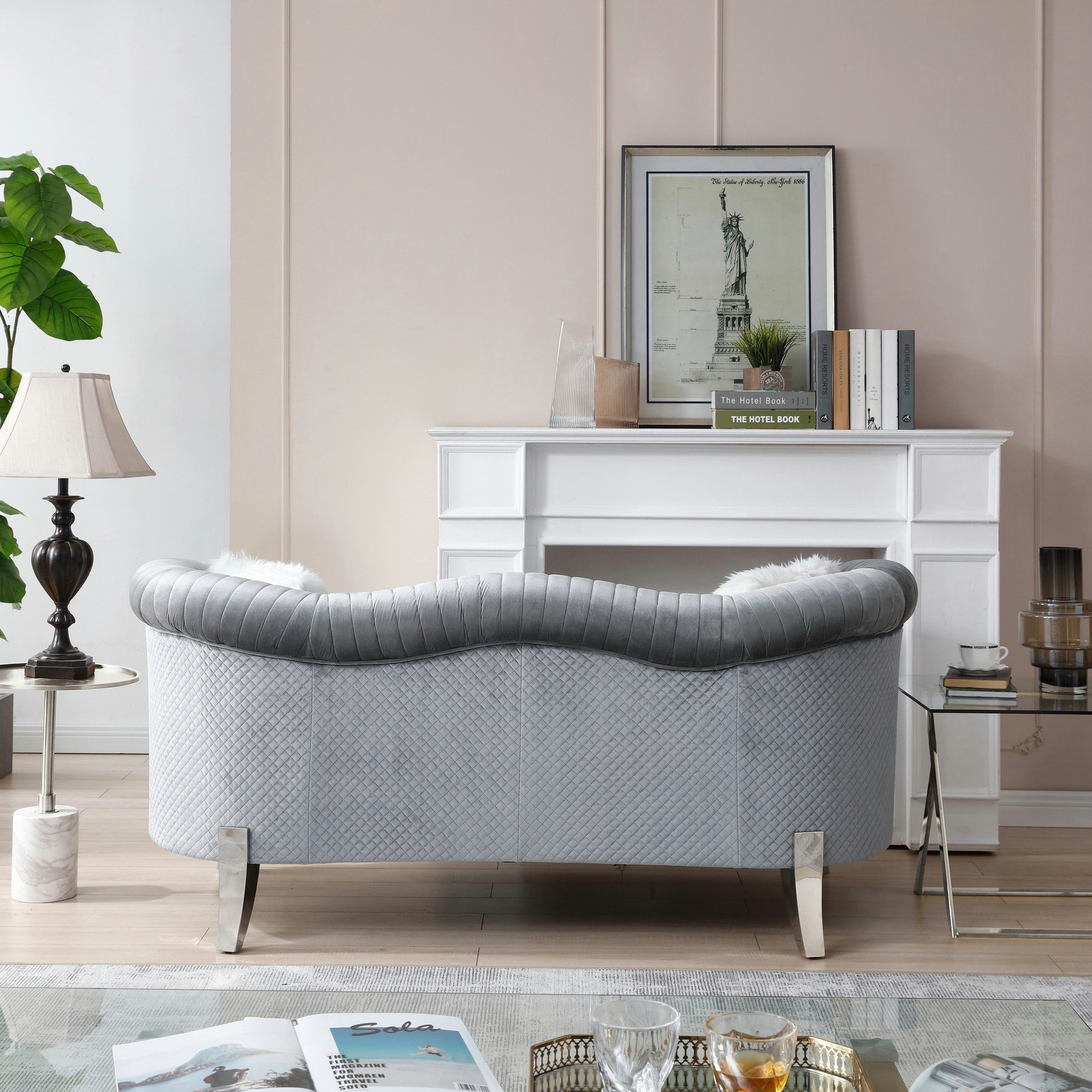 طقم كنب مخملي 3+2 مقاعد مع 4 وسادة من كيمونا-hbxlivingroom-sofasandarmchairs-sofas-image-8