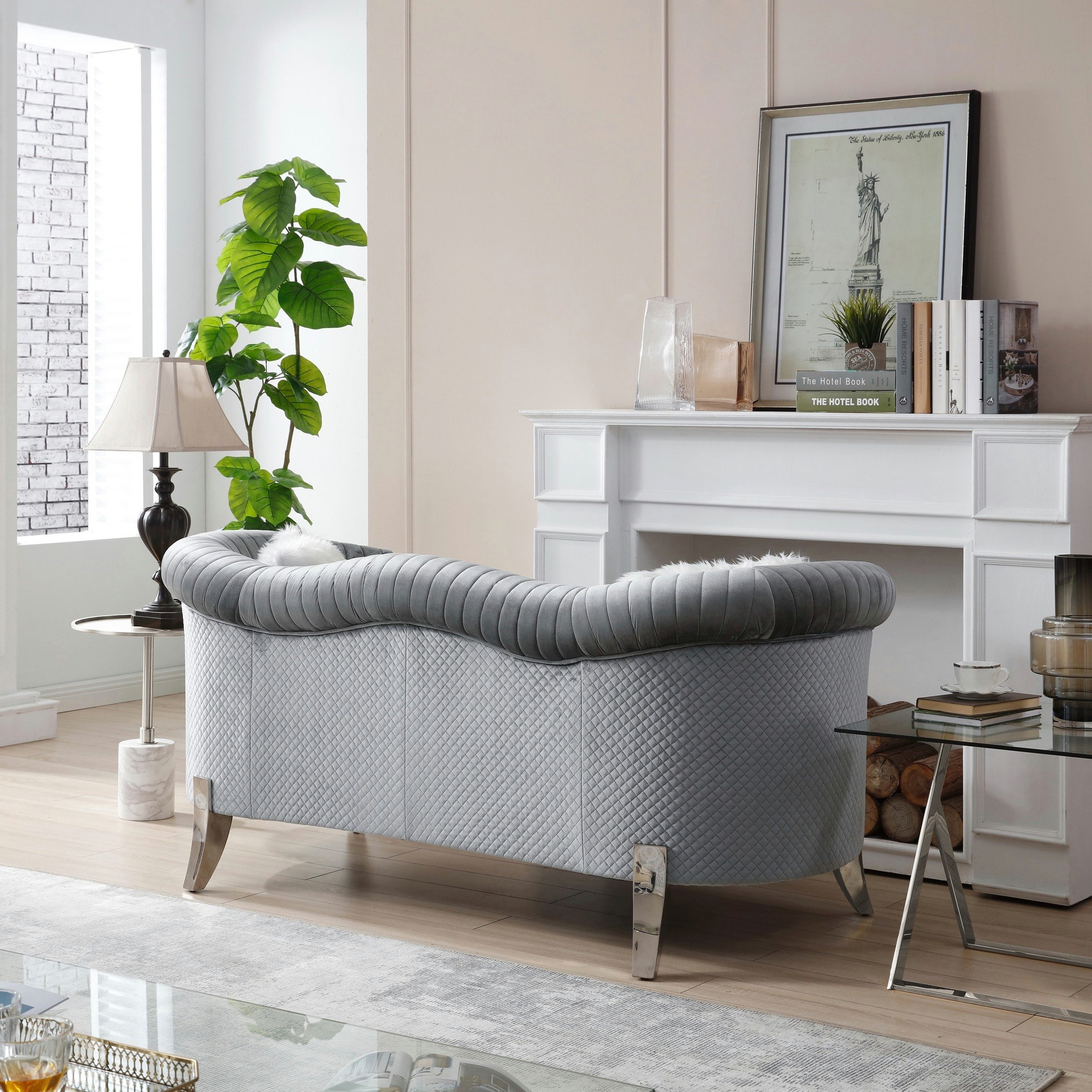 طقم كنب مخملي 3+2 مقاعد مع 4 وسادة من كيمونا-hbxlivingroom-sofasandarmchairs-sofas-image-9