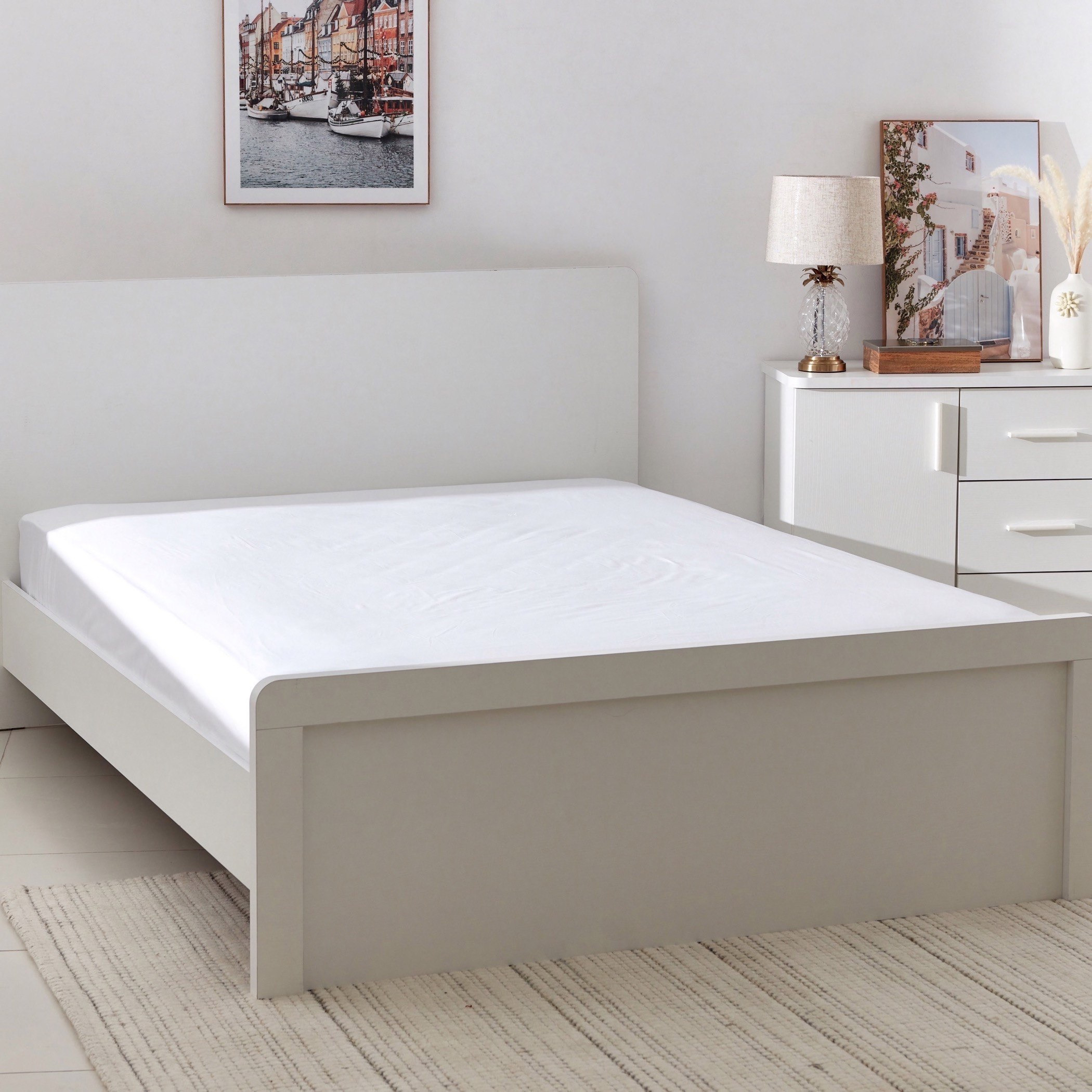 Ella Solid Cotton Percale Queen Fitted Sheet - 150x200+25 cm-hbxhomeware-hbxbedroom-image-1