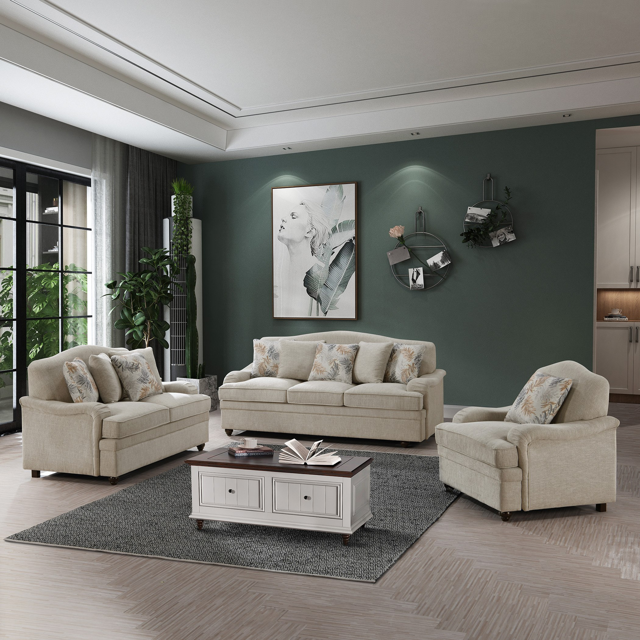 طقم كنب قماش 3+2+1+1 مقاعد مع 11 وسادة من كولومبو-hbxlivingroom-sofasandarmchairs-sofas-image-26