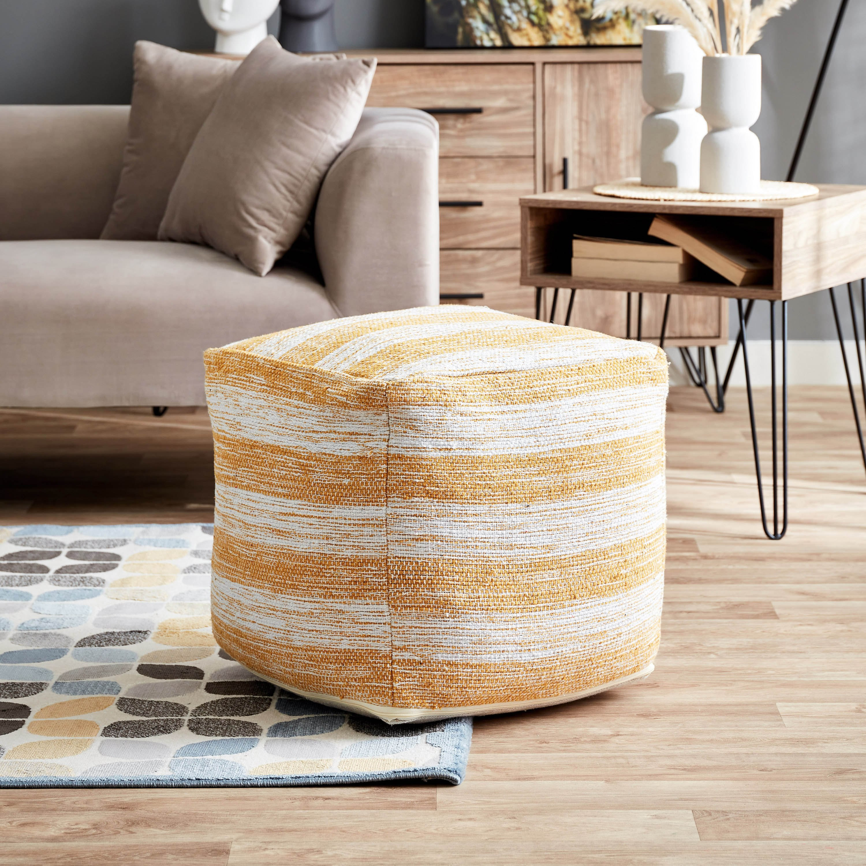 Madison Cotton Pouf - 45x45x40 cm-hbxlivingroom-sofasandarmchairs-ottomansandfootstools-image-6