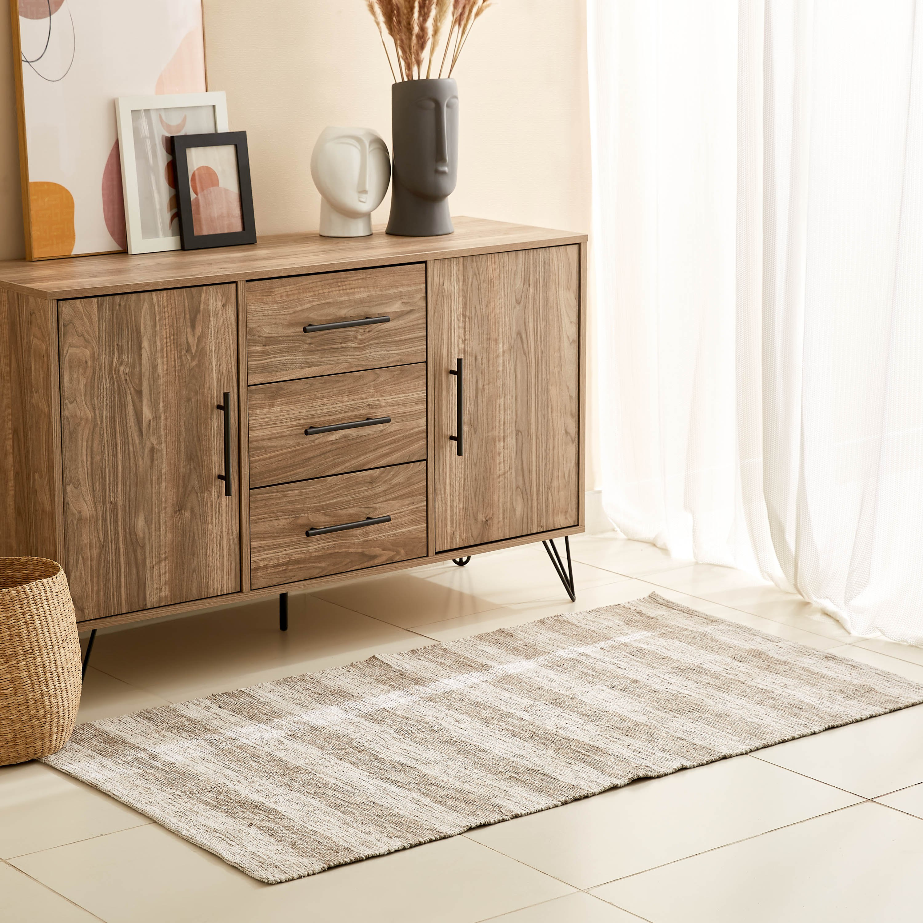 سجادة دوري قطنية مخططة من ماديسون - 80x150 سم-hbxdecorandfurnishings-floorcoverings-rugs-image-1