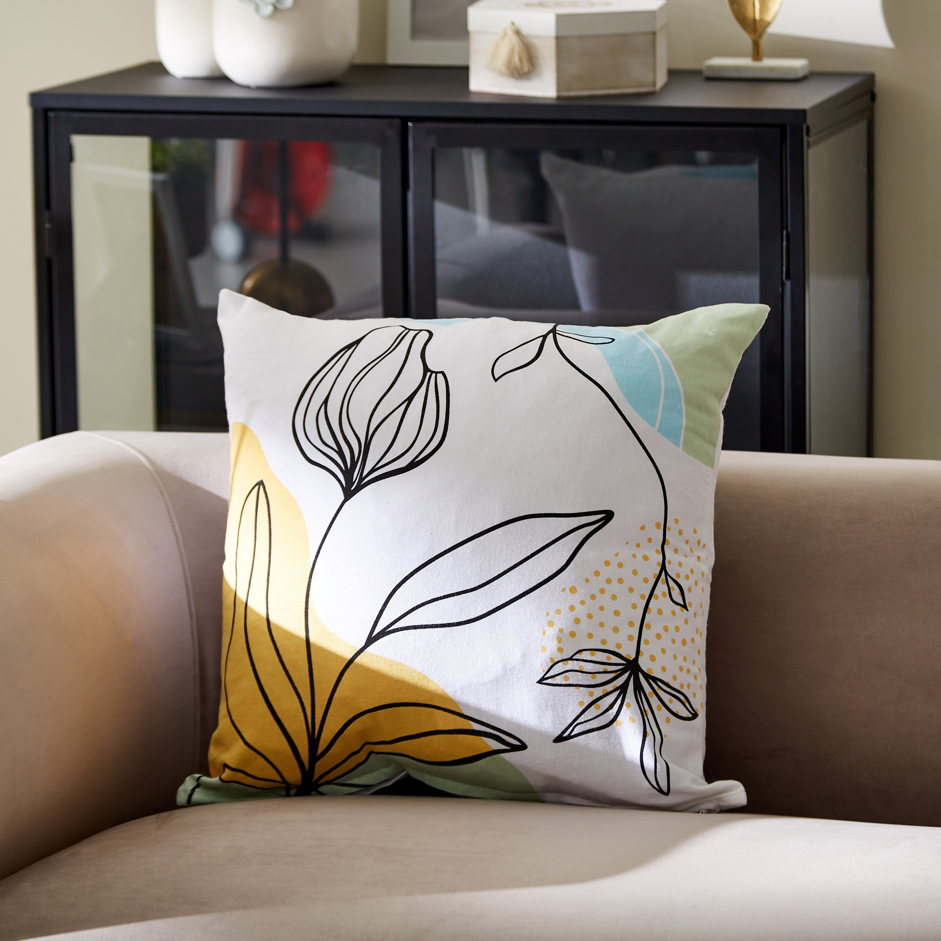 Nova Abstract Floral Print Cushion Cover - 50x50 cm-hbxhomeware-cushionsandcovers-cushioncovers-image-1
