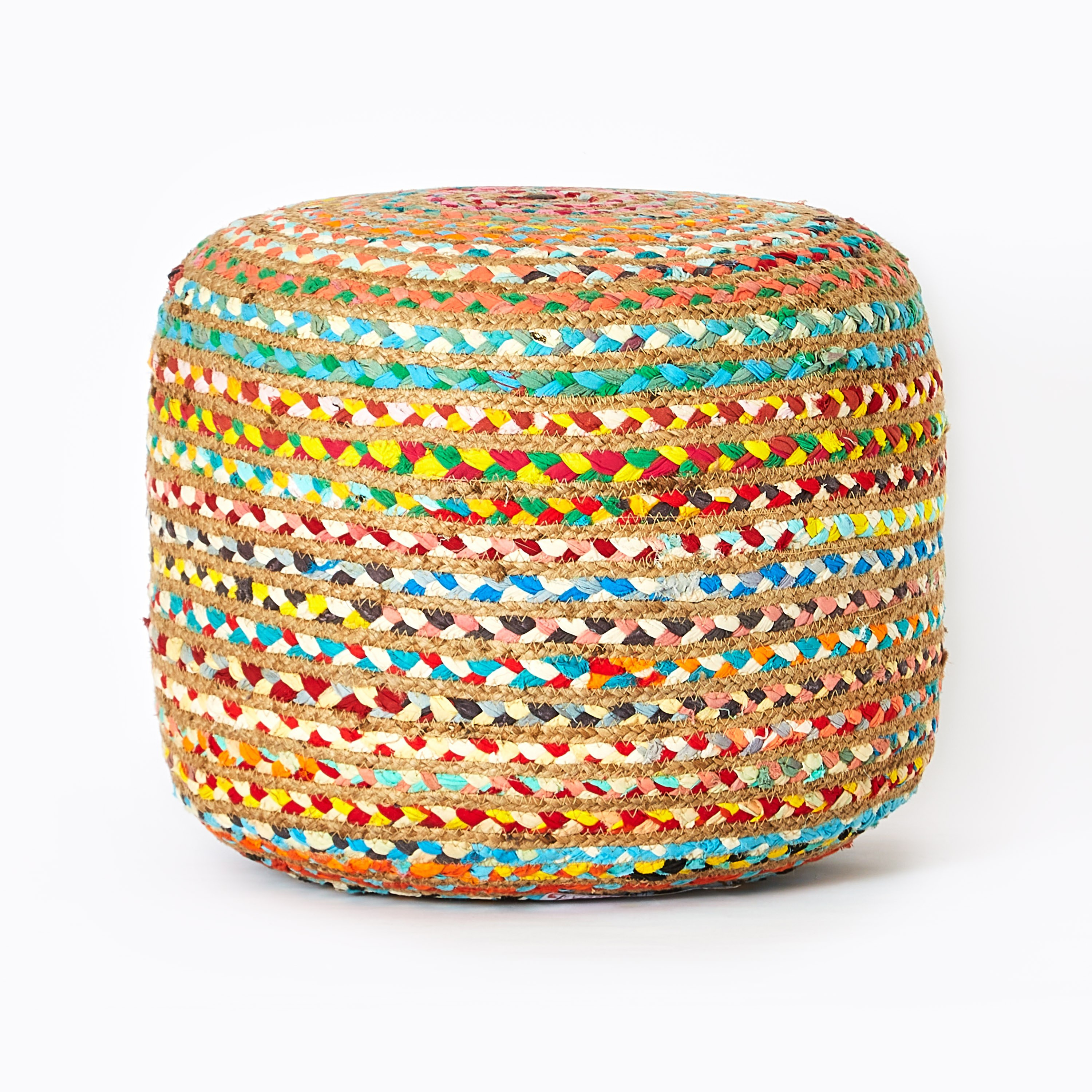 مقعد بوف مصنوع يدويًا من الجوت من بوهو جويس - 50x50x35 سم-hbxlivingroom-sofasandarmchairs-ottomansandfootstools-image-6