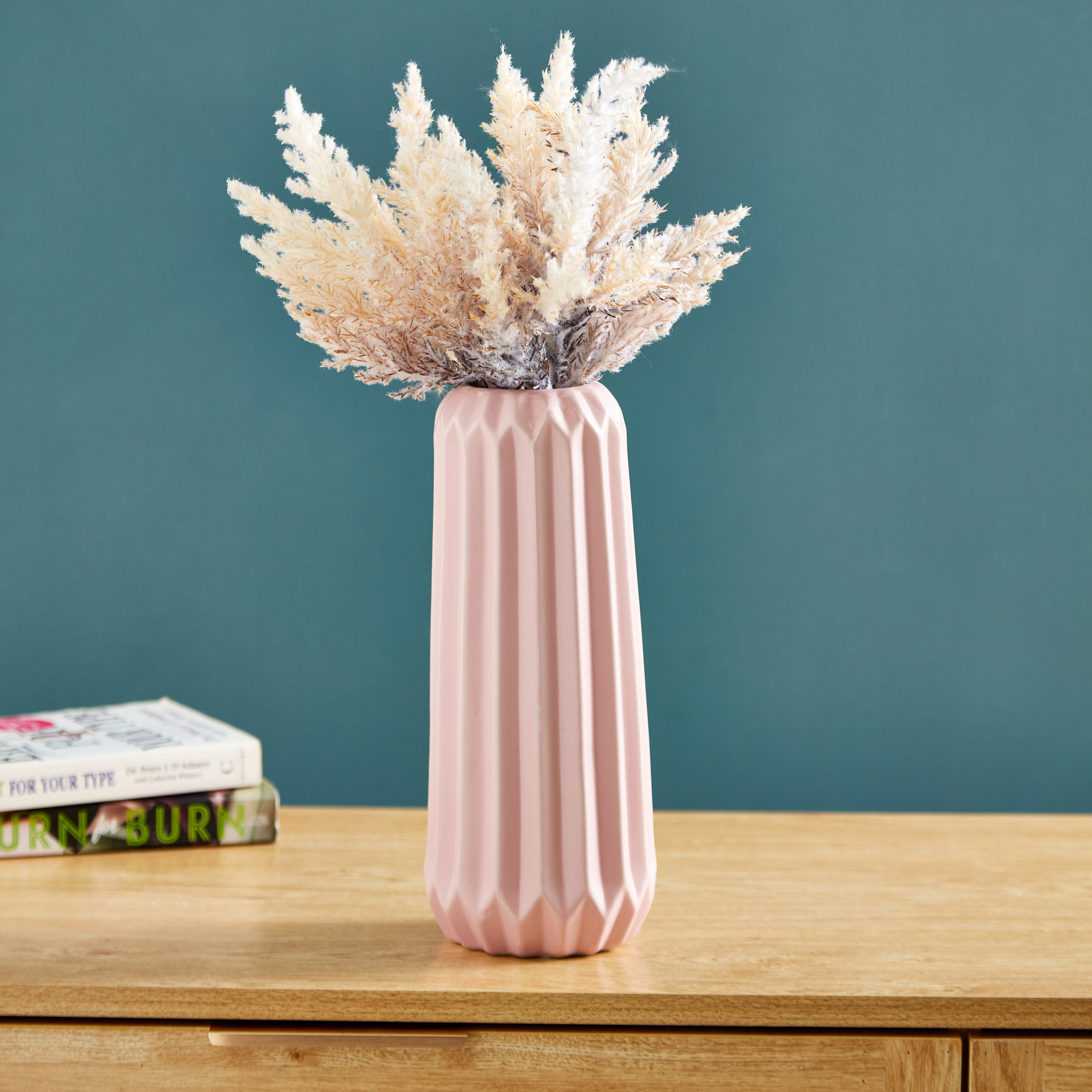 مزهرية سيراميك مستقيمة مضلعة من سافير - 12x12x28 سم-hbxbedroom-decorandaccessories-vases-image-1