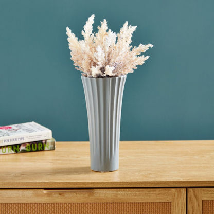 Sapphire Ceramic Bloom Flower Ribbed Large Vase - 12x12x25.5 cms