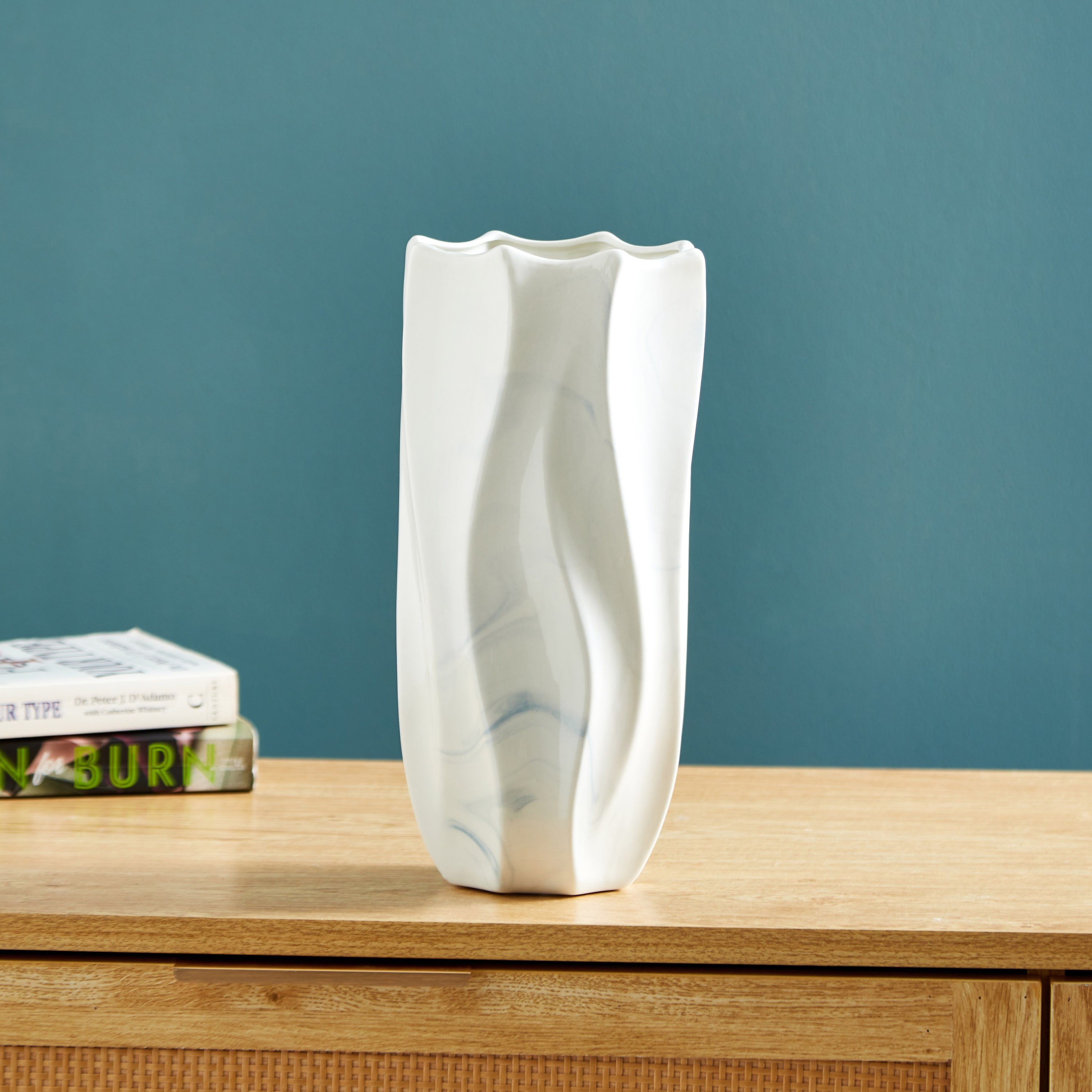 Sapphire Ceramic Organic Marbling Small Vase - 12.5x12.5x27 cm-hbxbedroom-decorandaccessories-vases-image-2