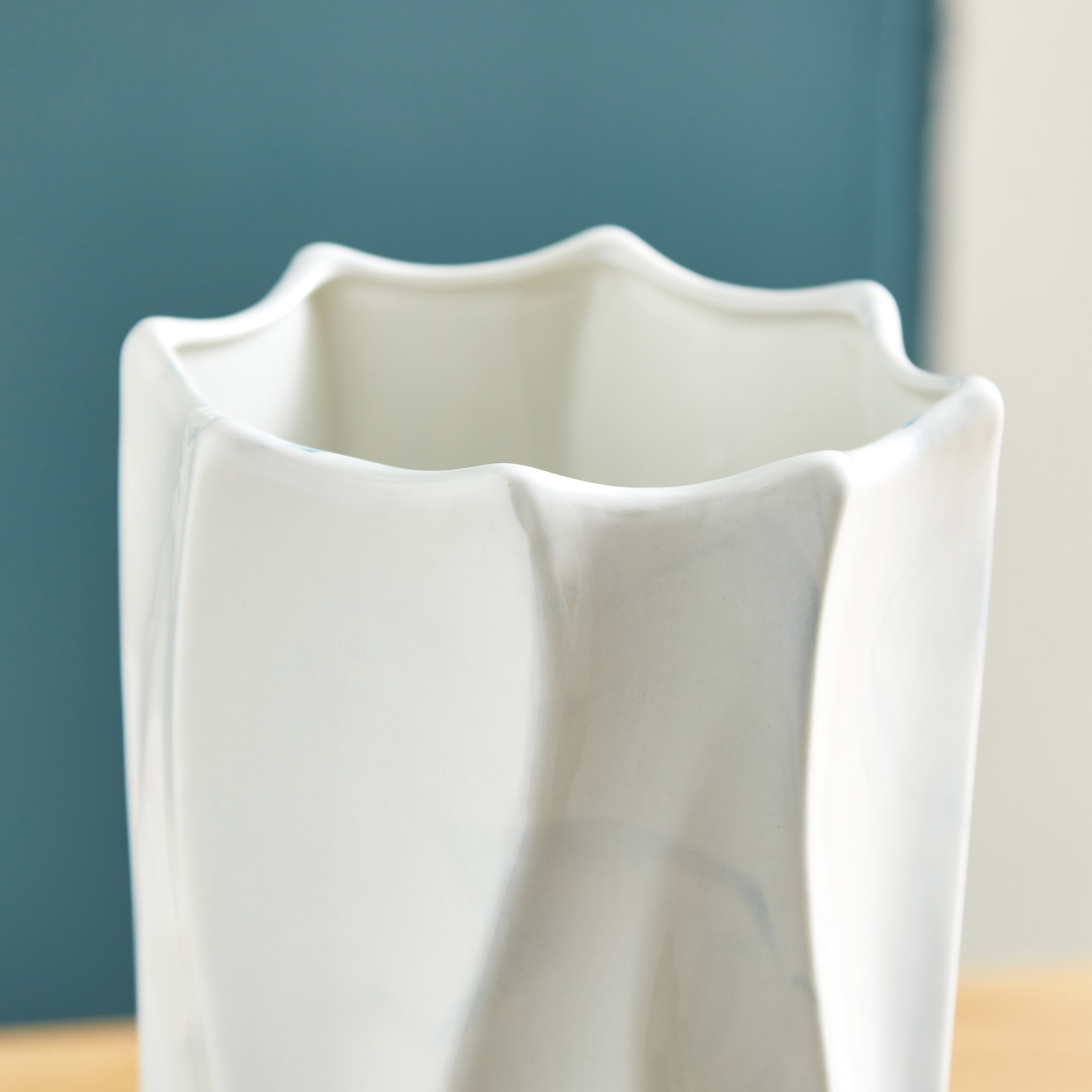 Sapphire Ceramic Organic Marbling Small Vase - 12.5x12.5x27 cm-hbxbedroom-decorandaccessories-vases-image-3