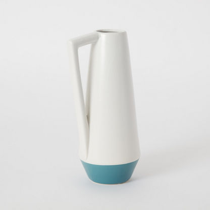 Sapphire Ceramic Conical Small Vase with Handle - 14x11.5x28.5 cms