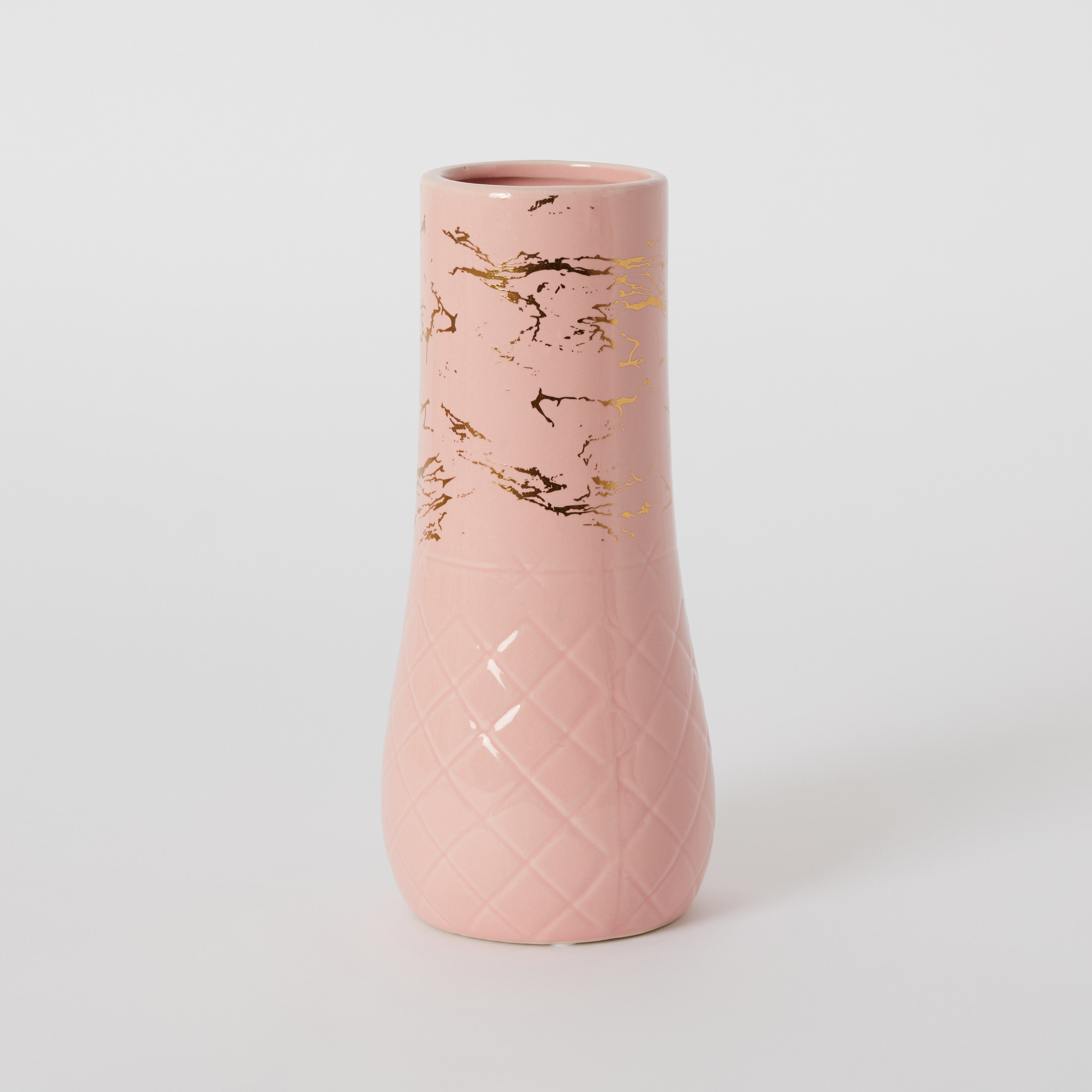مزهرية سيراميك صغيرة ذهبية بارزة الملمس من سافير - 11x11x24 سم-hbxbedroom-decorandaccessories-vases-image-5