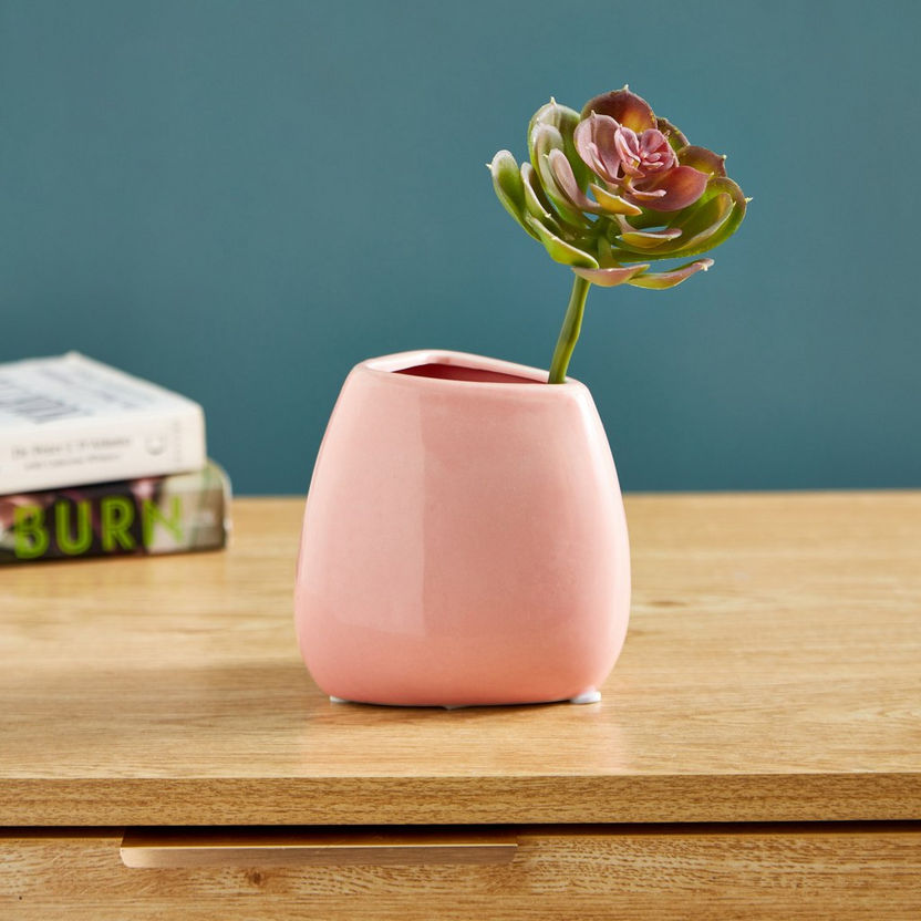 Sapphire Ceramic Curvy Neck Small Vase - 11x10x11 cm-Vases-image-0