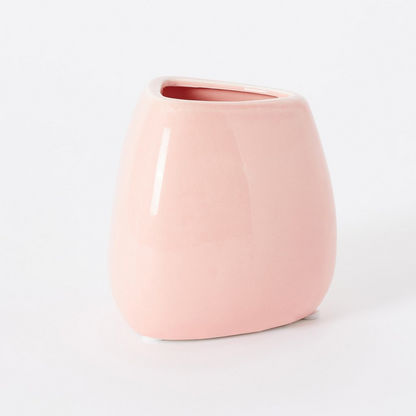 Sapphire Ceramic Curvy Neck Small Vase - 11x10x11 cms
