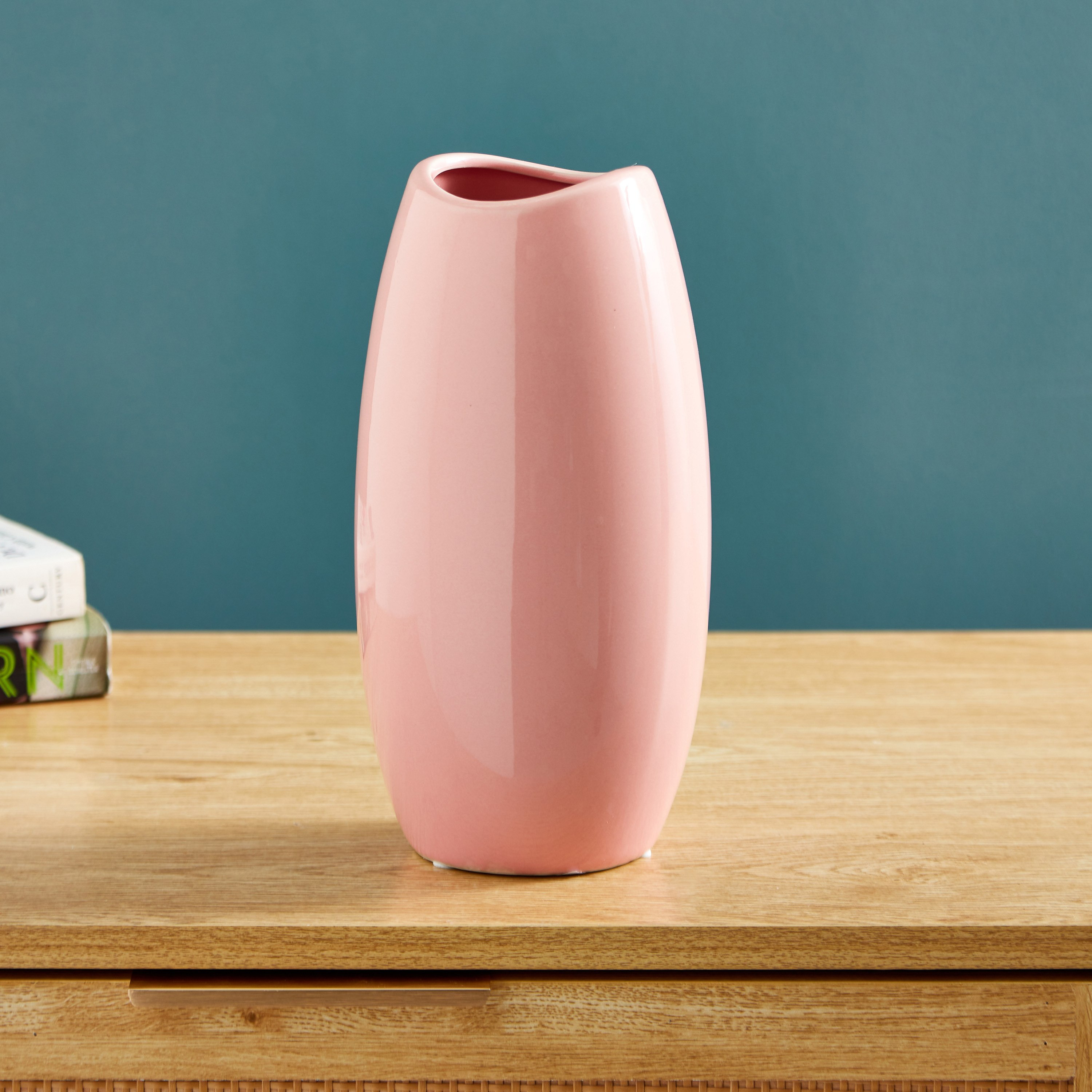 Sapphire Ceramic Curvy Neck Large Vase - 12.5x12.5x24 cm-hbxbedroom-decorandaccessories-vases-image-2