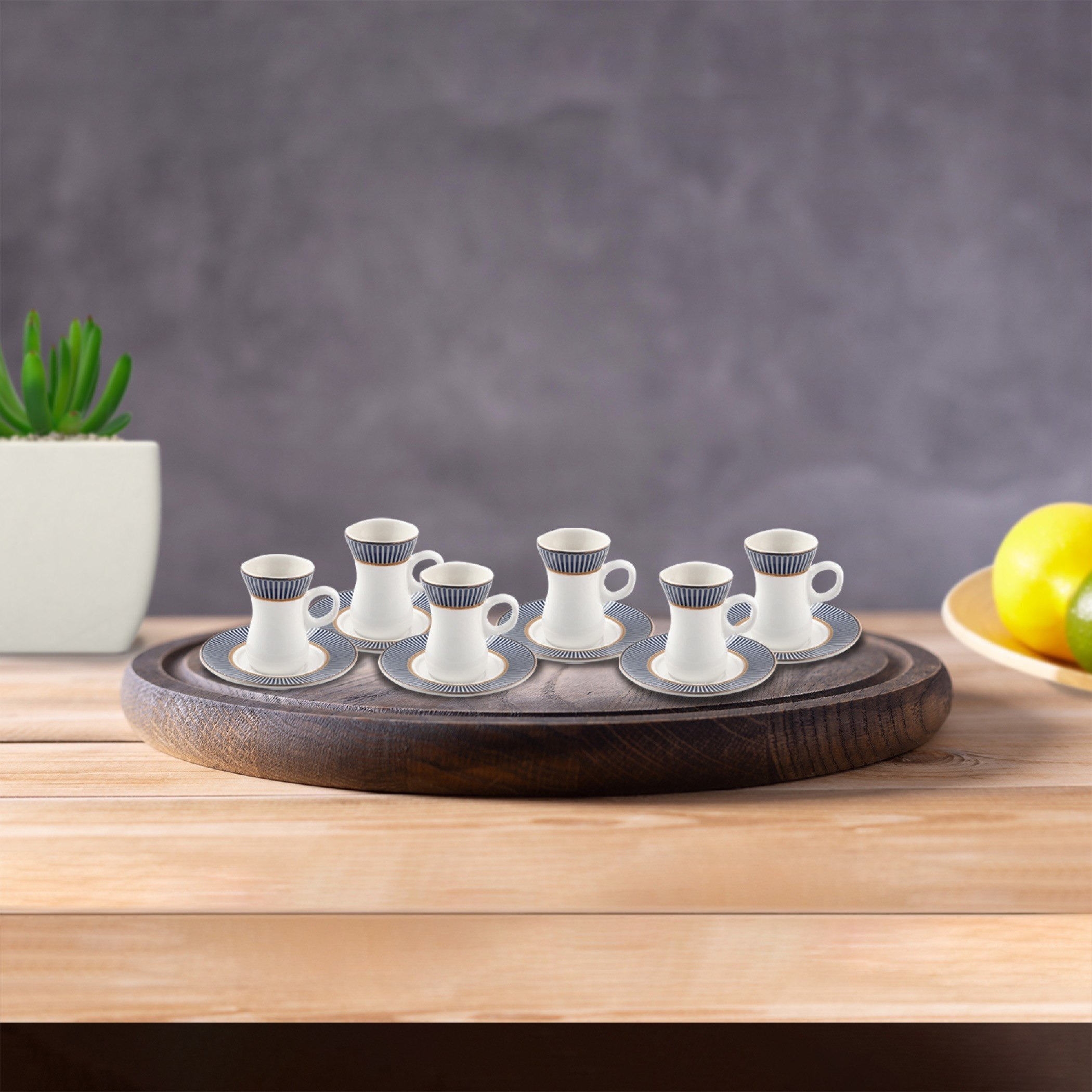 طقم فناجين وصحون 12 قطعة من تريندي - 100 مل-hbxhomeware-hbxkitchen-image-1