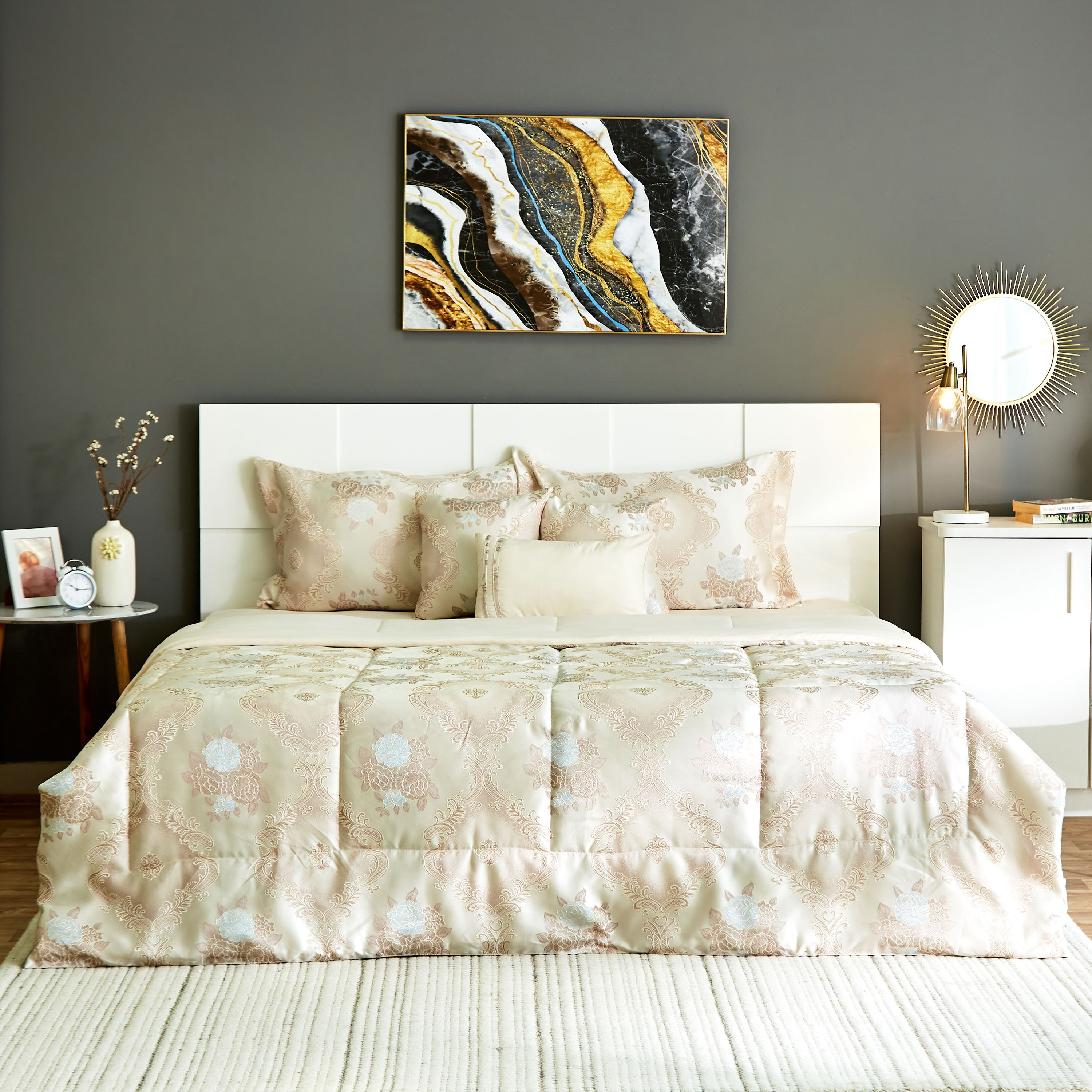 طقم لحاف كينج جاكار 7 قطع - 220x240 سم - جايران-hbxhomeware-hbxdecorandfurnishings-image-1