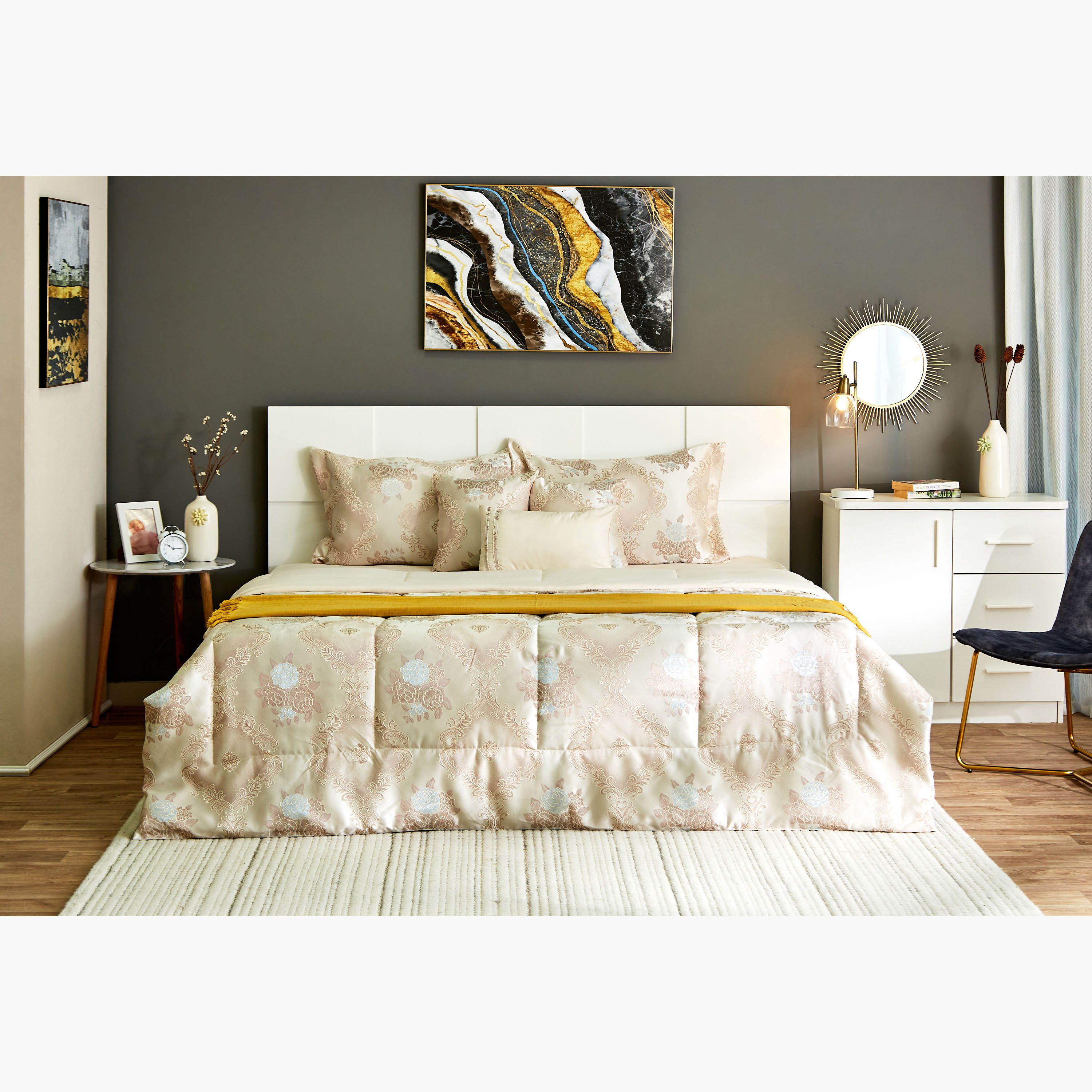 طقم لحاف كينج جاكار 7 قطع - 220x240 سم - جايران-hbxhomeware-hbxdecorandfurnishings-image-11