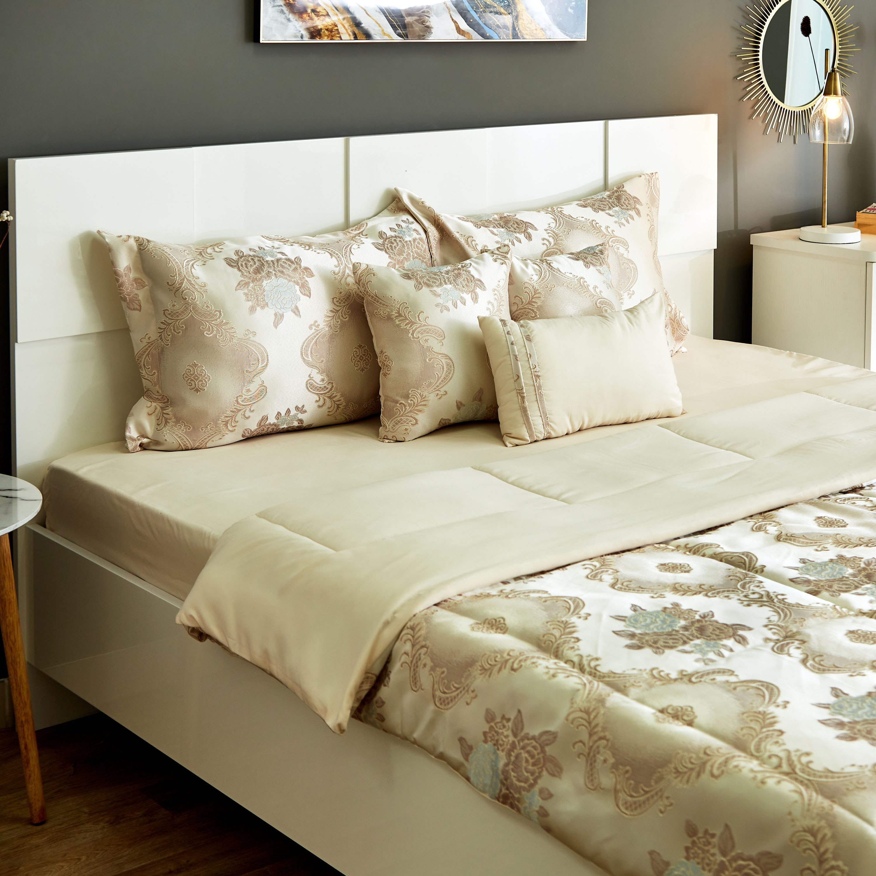 طقم لحاف كينج جاكار 7 قطع - 220x240 سم - جايران-hbxhomeware-hbxdecorandfurnishings-image-3