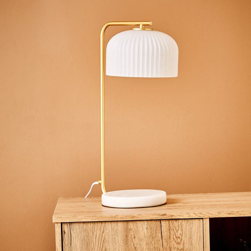 Elma Desk Lamp with Marble Base and Metallic Highlights - 52x20 cm-Table Lamps-image-0