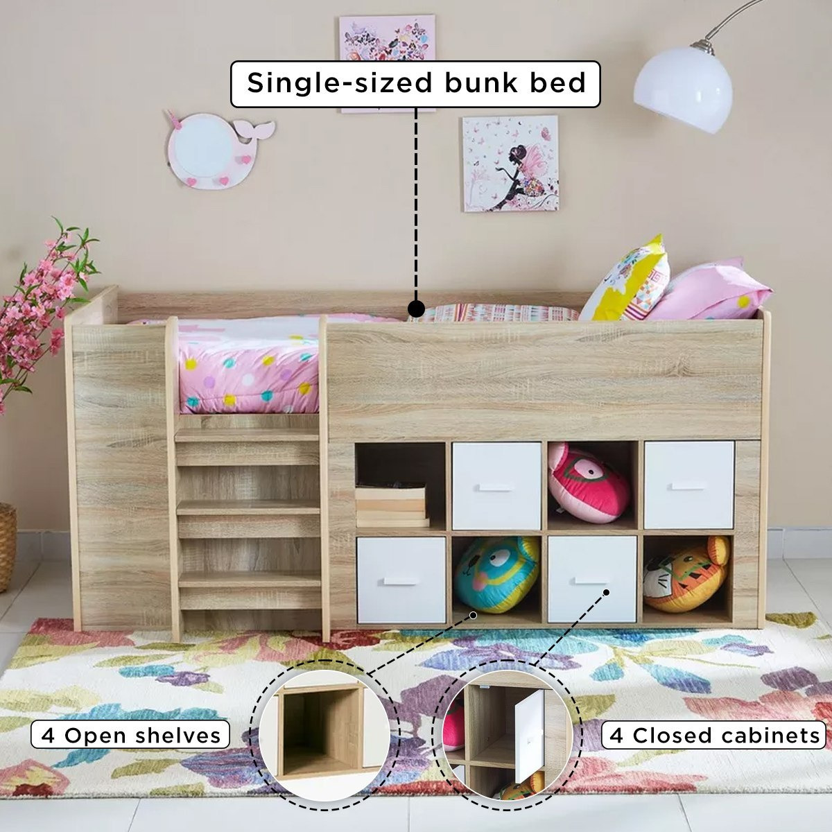 Cooper Costagat Single High Storage Bed - 90x190 cm-hbxkidsandyouth-bedsandbedsets-bunkbeds-single-image-3