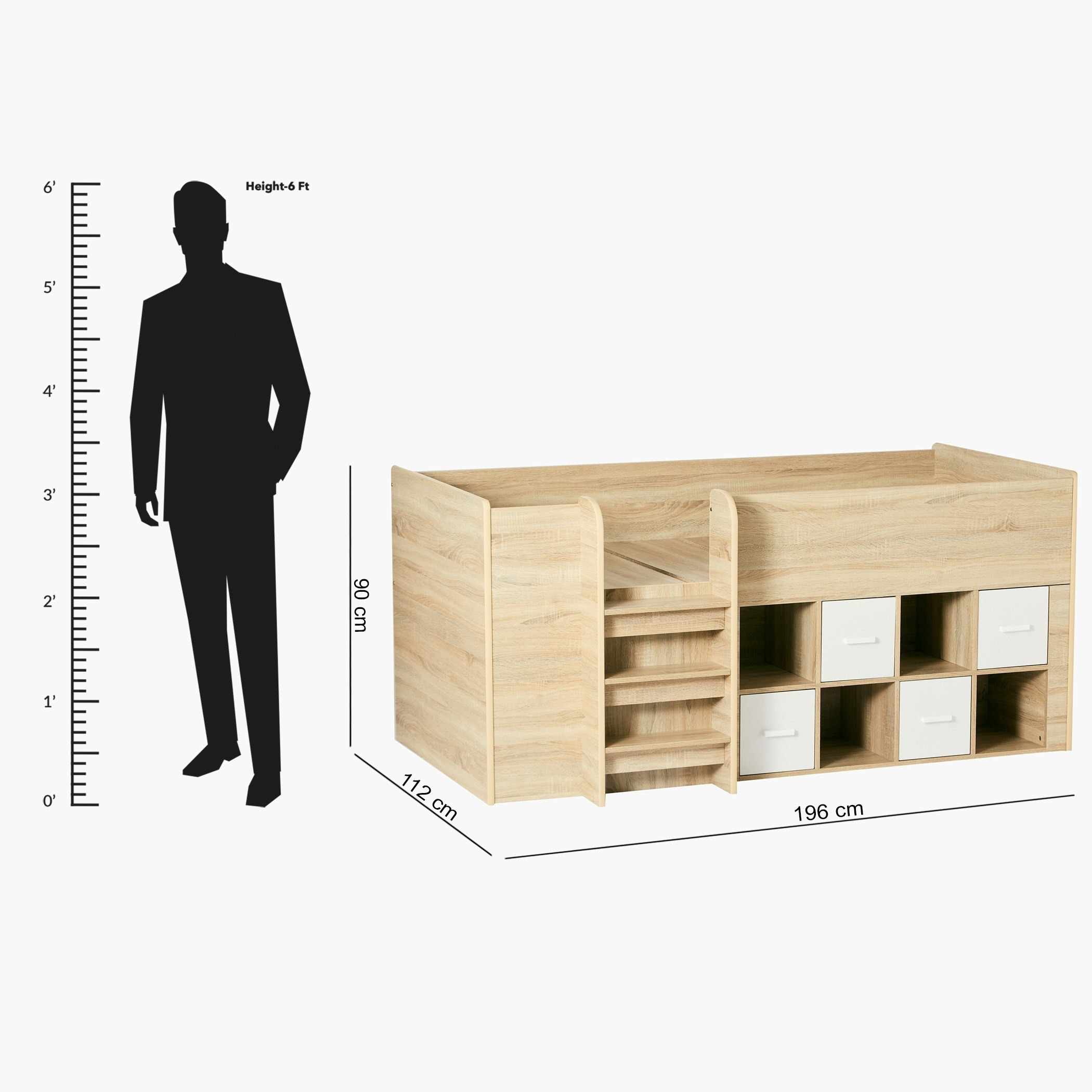 Cooper Costagat Single High Storage Bed - 90x190 cm-hbxkidsandyouth-bedsandbedsets-bunkbeds-single-image-8