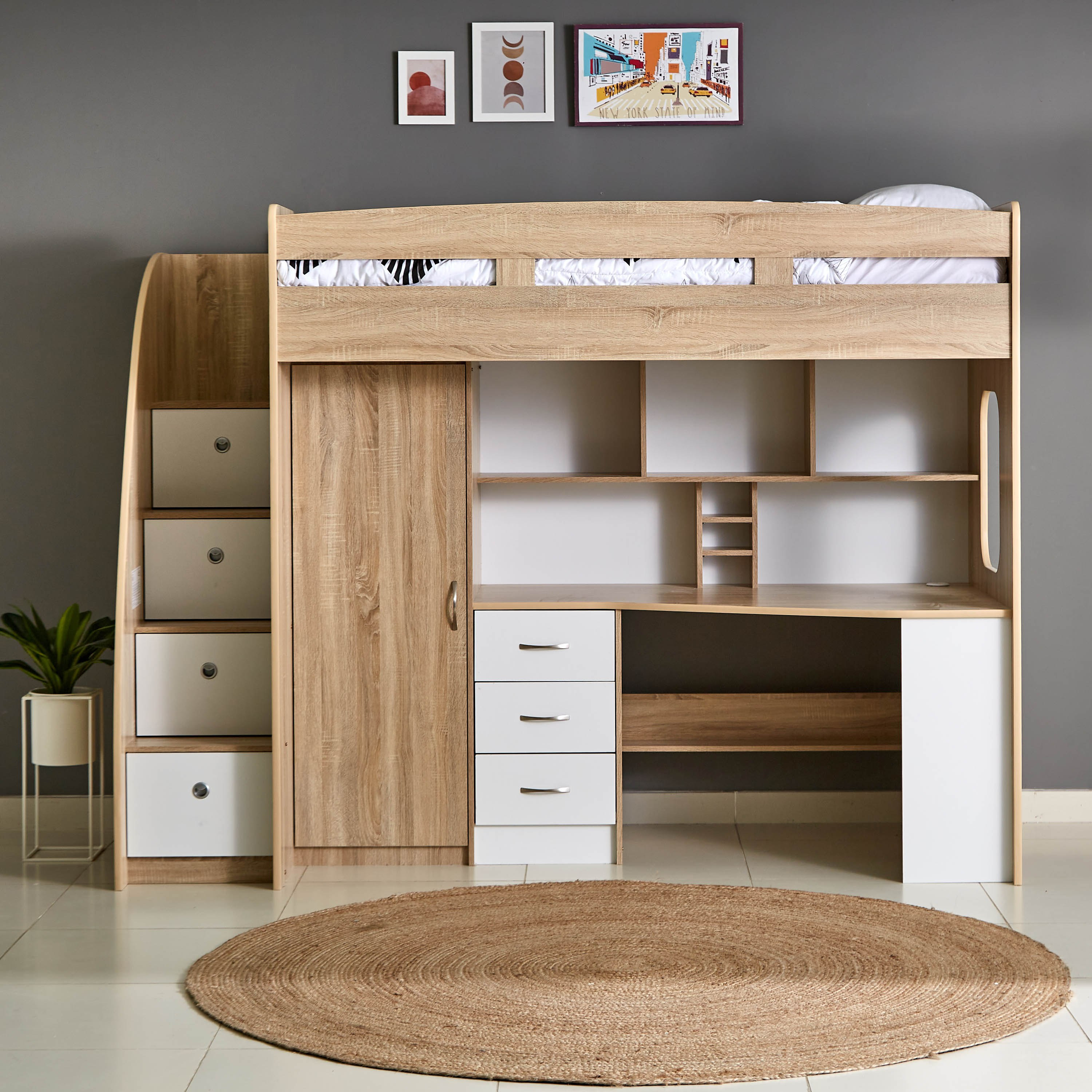 Movo Cooper Xmore Single Loft Bed with Storage - 90x190 cm-hbxkidsandyouth-bedsandbedsets-bunkbeds-single-image-20