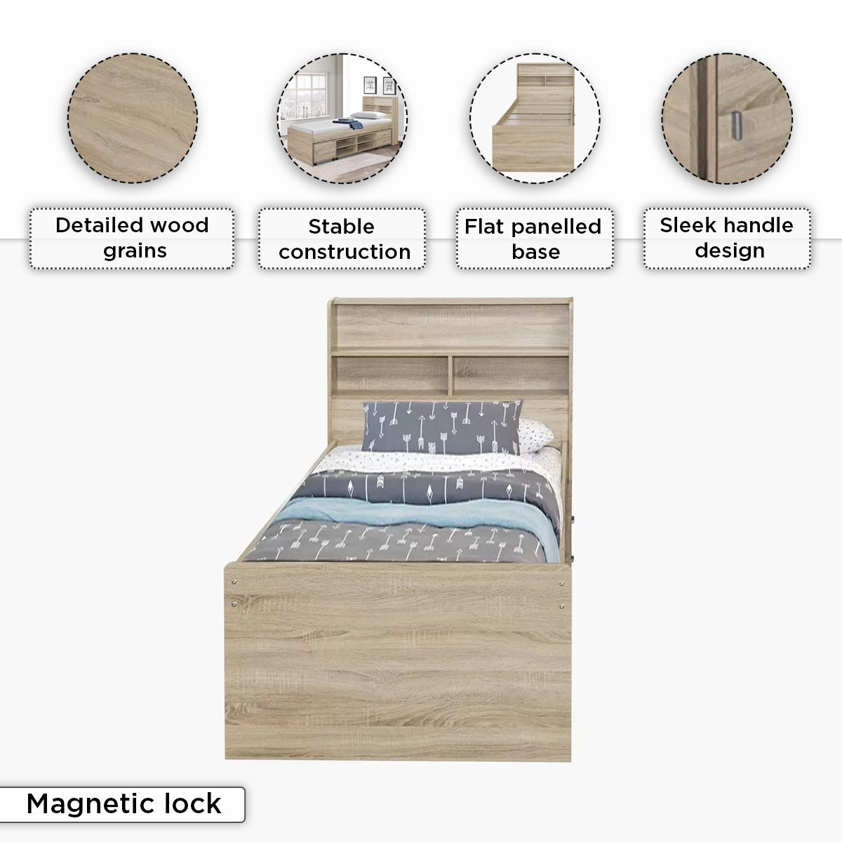 Cooper Single Bed with Storage - 90x200 cm-hbxfurniture-bedsandbedsets-beds-single-image-6