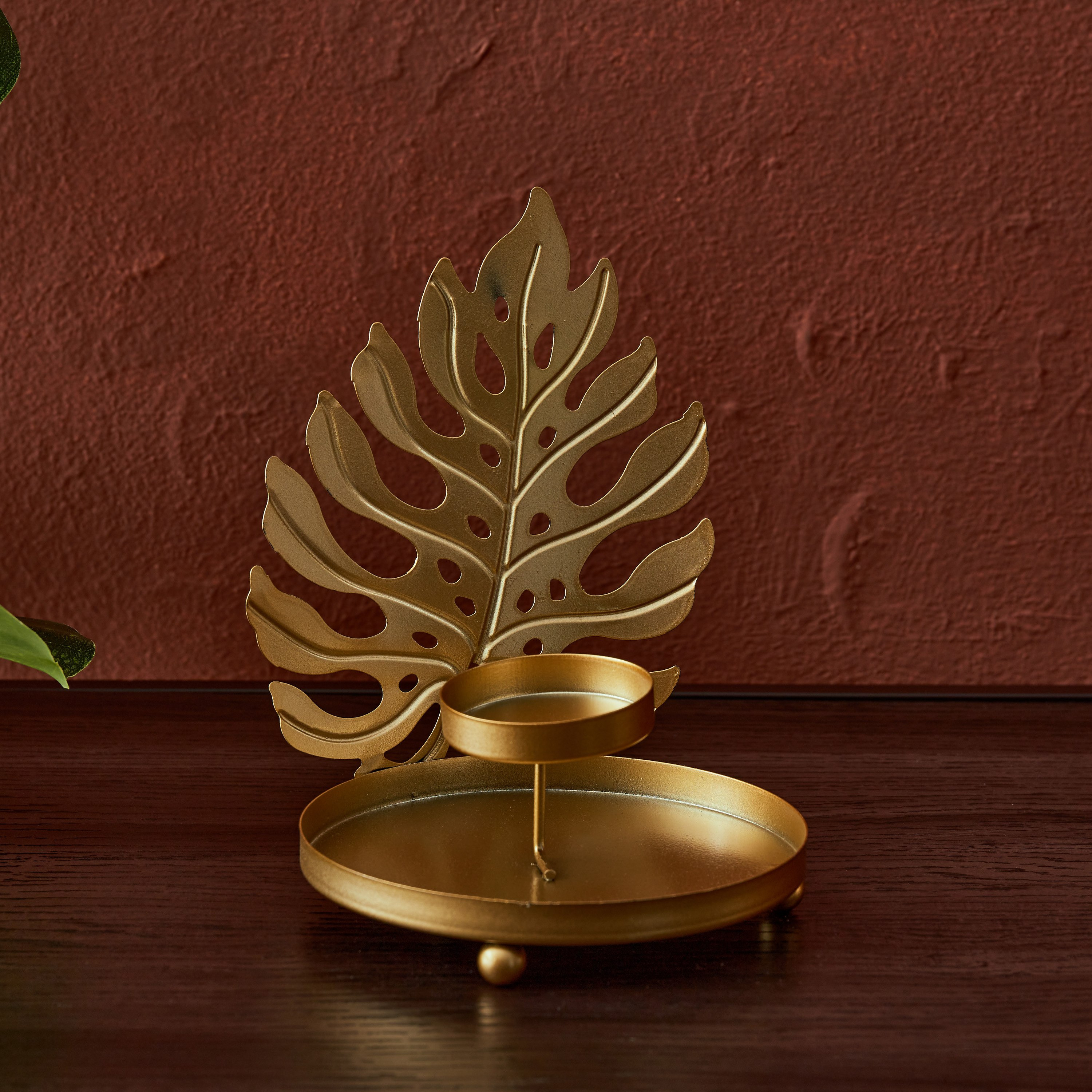 حامل شموع بشكل ورقة شجر من نورا - 13x10x17 سم-hbxlivingroom-decorandaccessories-candleholders-image-2