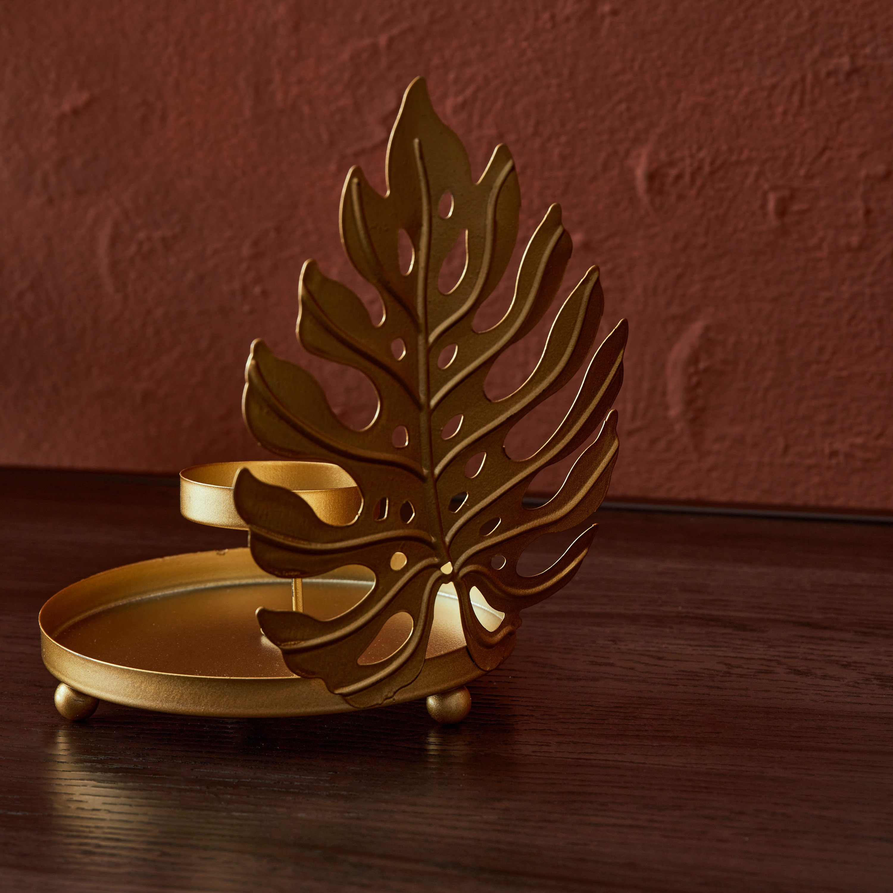 حامل شموع بشكل ورقة شجر من نورا - 13x10x17 سم-hbxlivingroom-decorandaccessories-candleholders-image-4