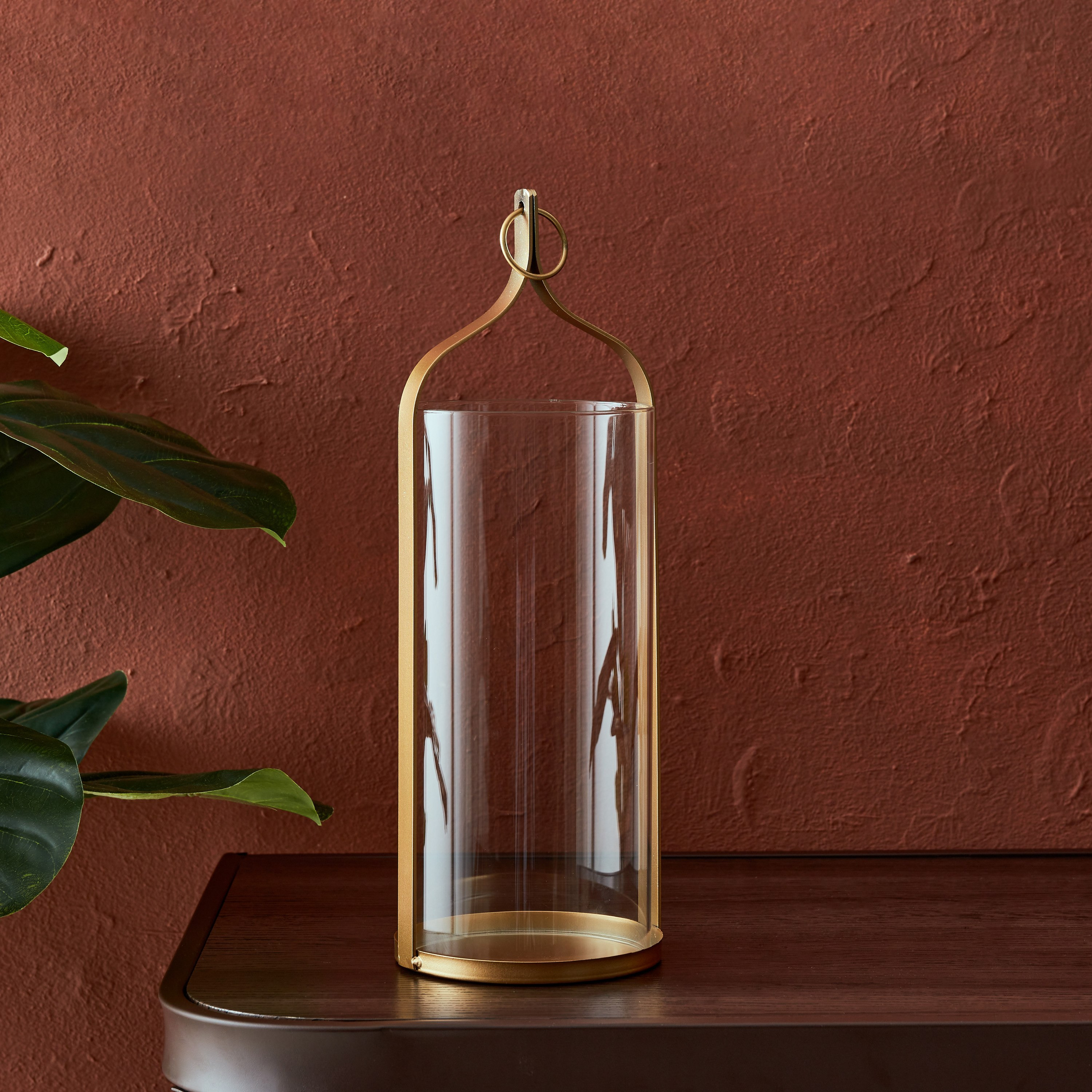 حامل شموع معدن وزجاج بمقبض من نورا - 13x13x36 سم-hbxlivingroom-decorandaccessories-candleholders-image-2