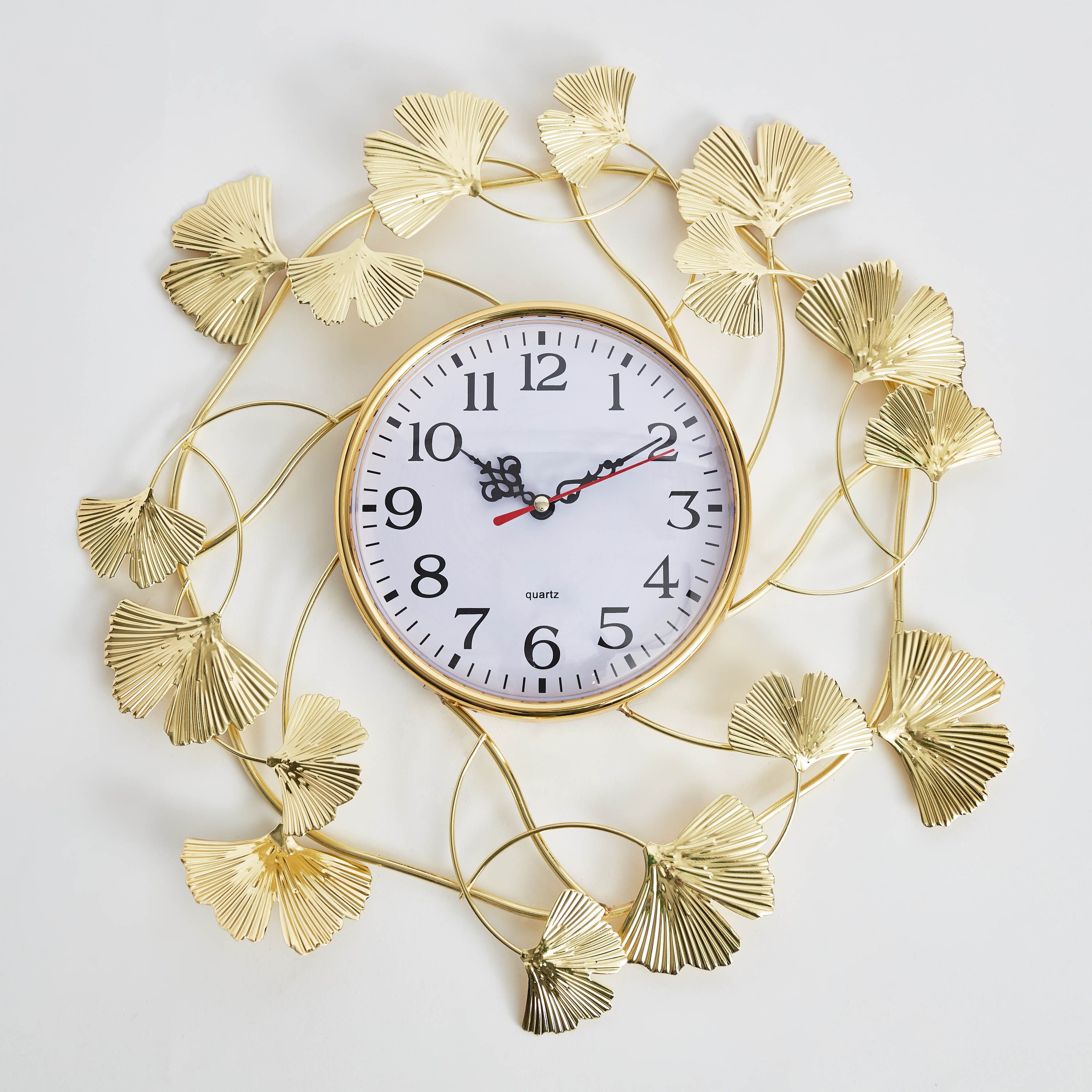 ساعة معدنية بتصميم أوراق جينكو من نورا - 4x37 سم-hbxdiningroom-decorandaccessories-clocks-image-5
