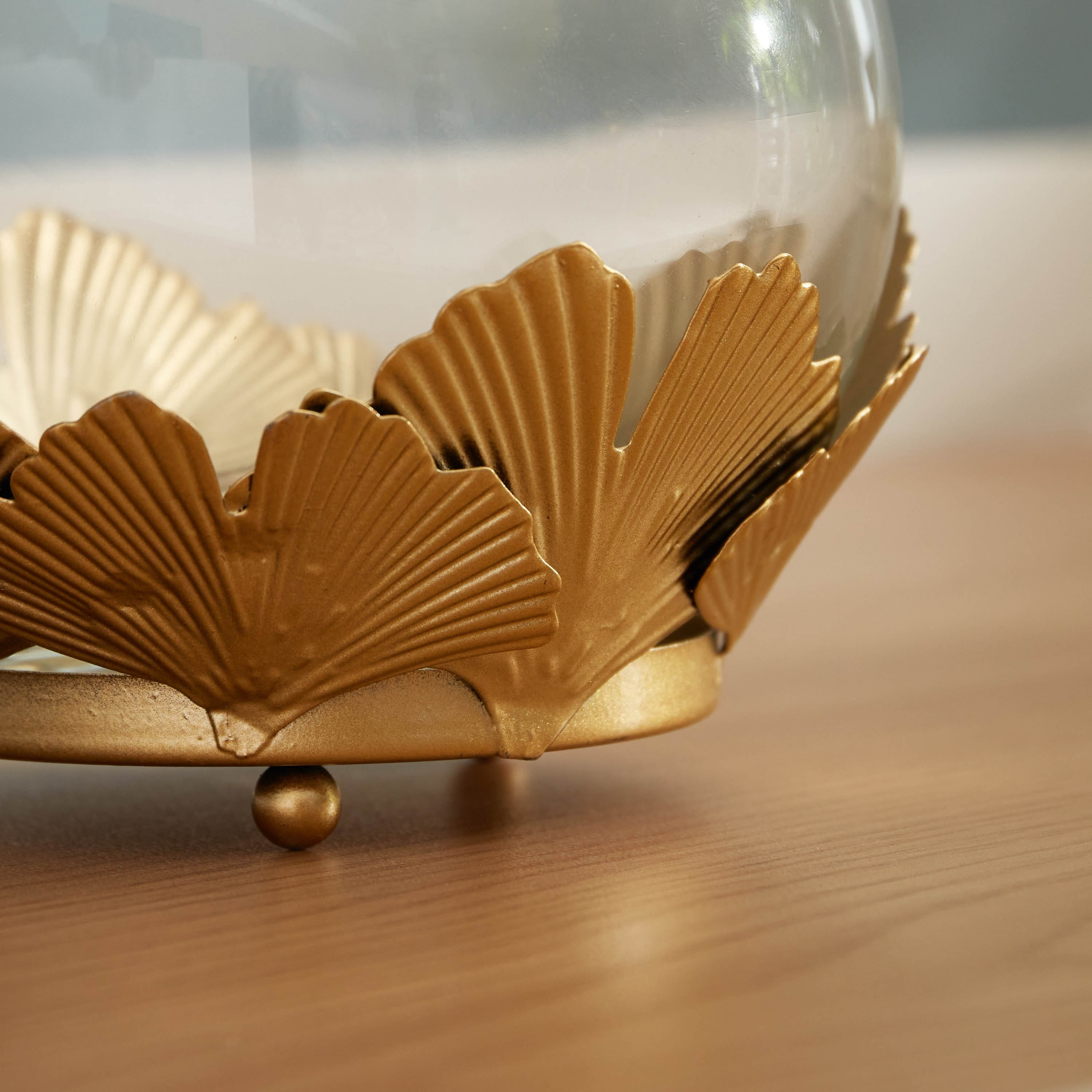 حامل شموع مستدير بتصميم أوراق جينكو من نورا - 13x11 سم-hbxlivingroom-decorandaccessories-candleholders-image-4