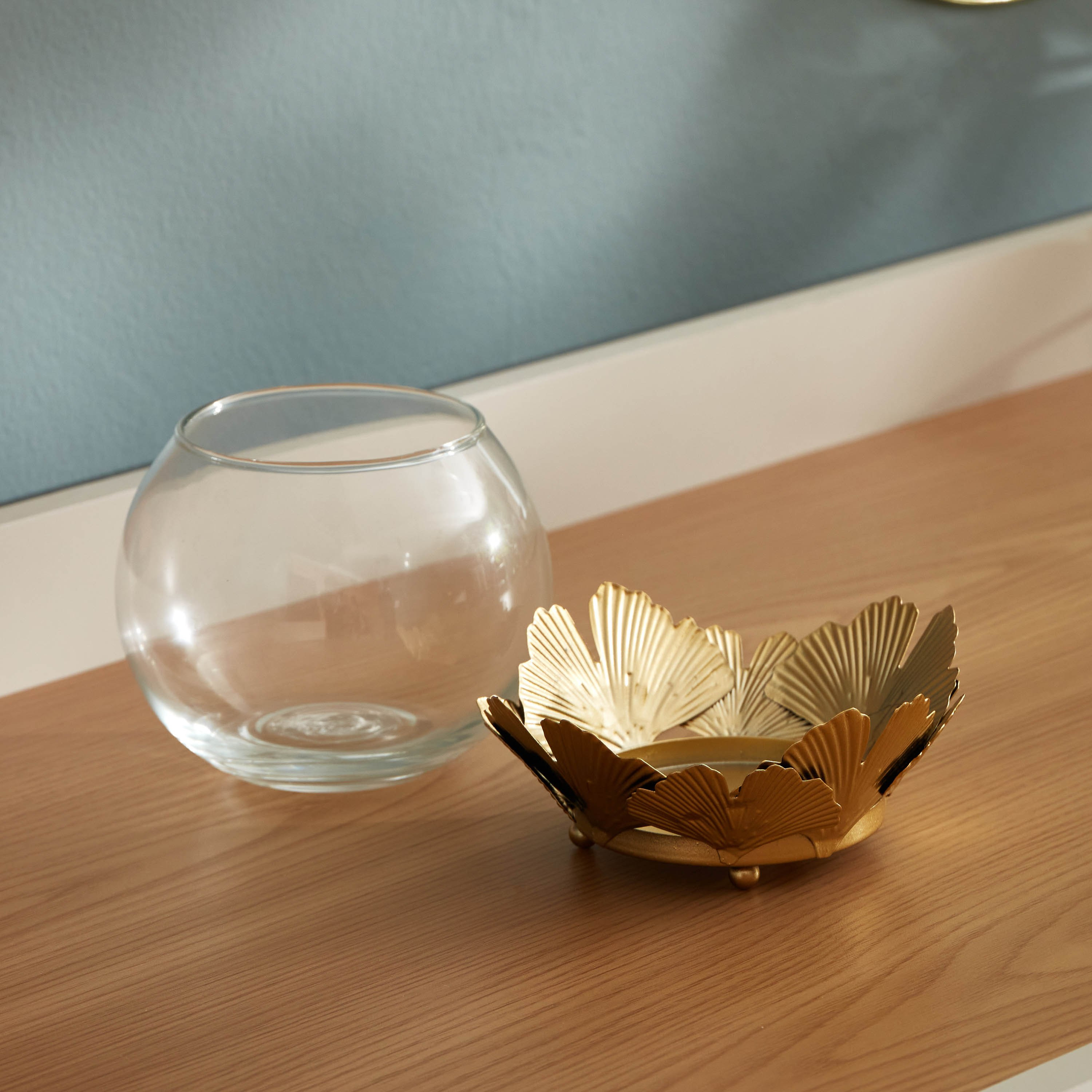 حامل شموع مستدير بتصميم أوراق جينكو من نورا - 13x11 سم-hbxlivingroom-decorandaccessories-candleholders-image-5