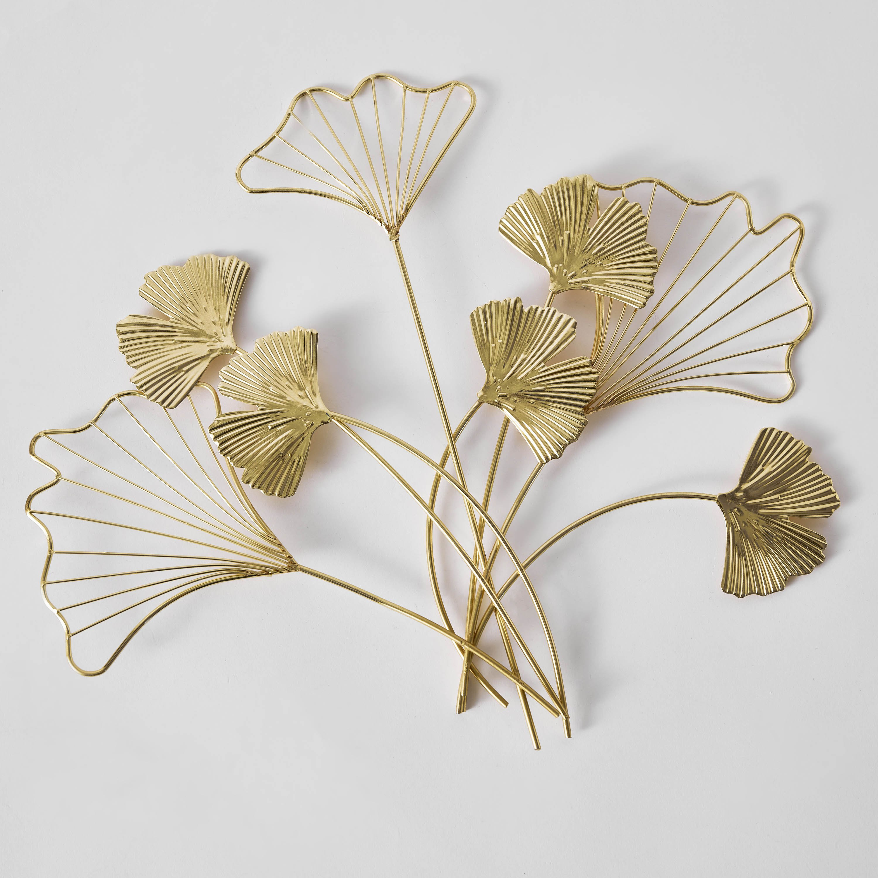 زينة حائط معدنية مستديرة بتصميم أوراق جينكو من نورا - 33x2x30 سم-hbxdiningroom-walldecor-wallart-image-6