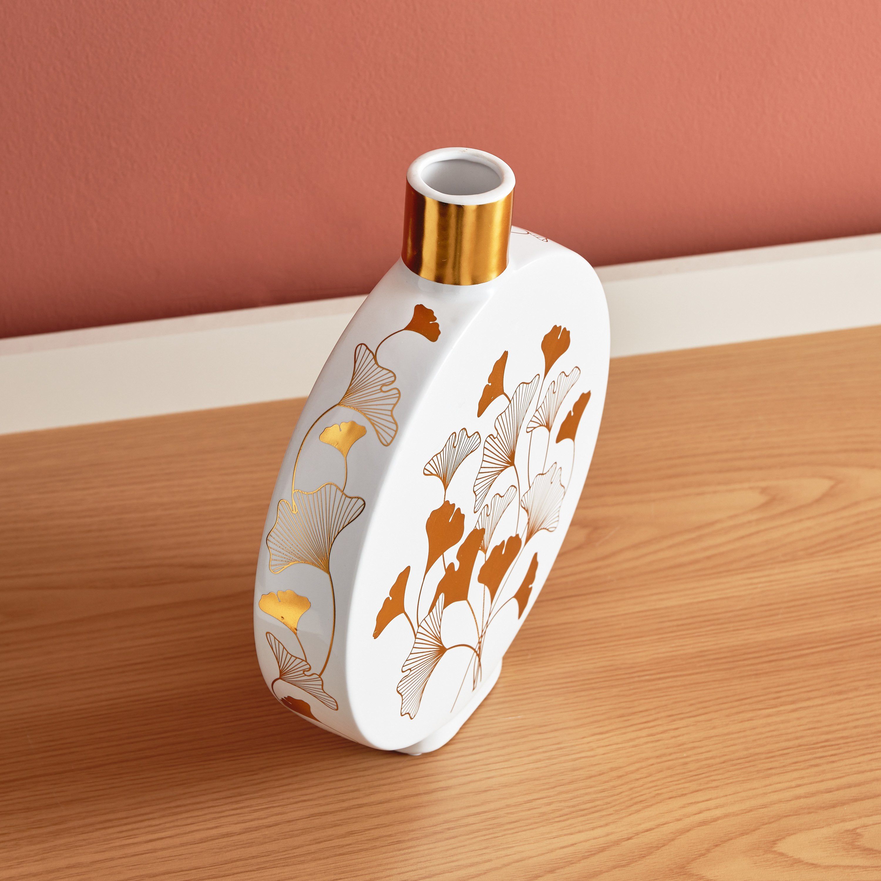 مزهرية سيراميك مستديرة بتصميم جينكو من هبة - 23x6x30 سم-hbxbedroom-decorandaccessories-vases-image-3