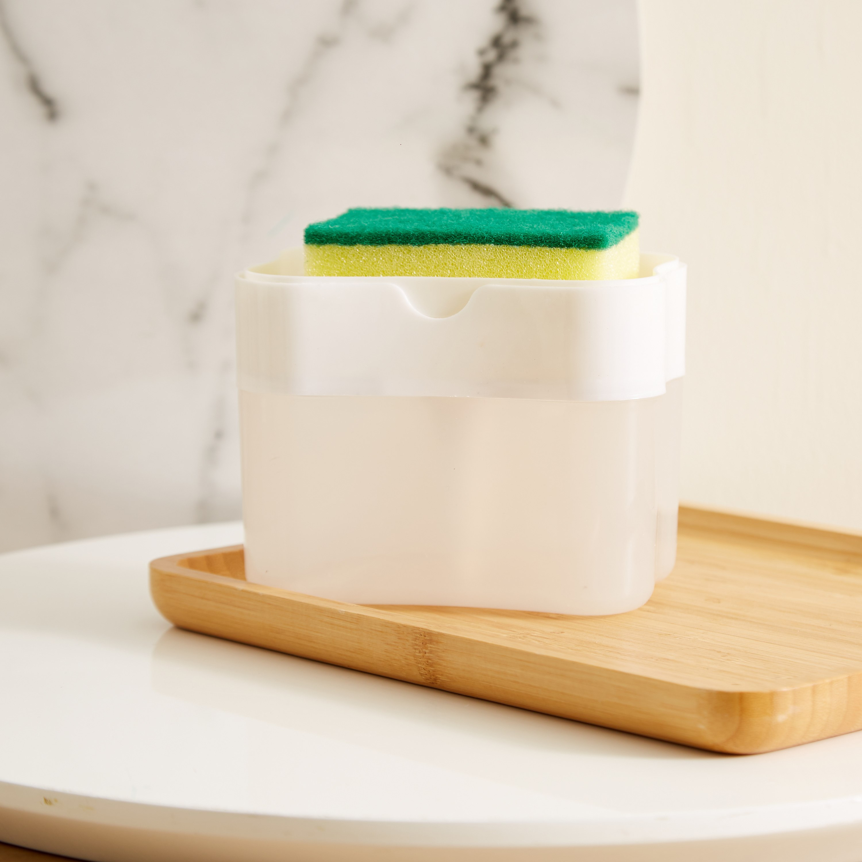 Mica 2-in-1 Soap Dispenser with Sponge - 14.5x9.5x10.7 cm-hbxbathroom-laundry-cleaningaccessories-image-1
