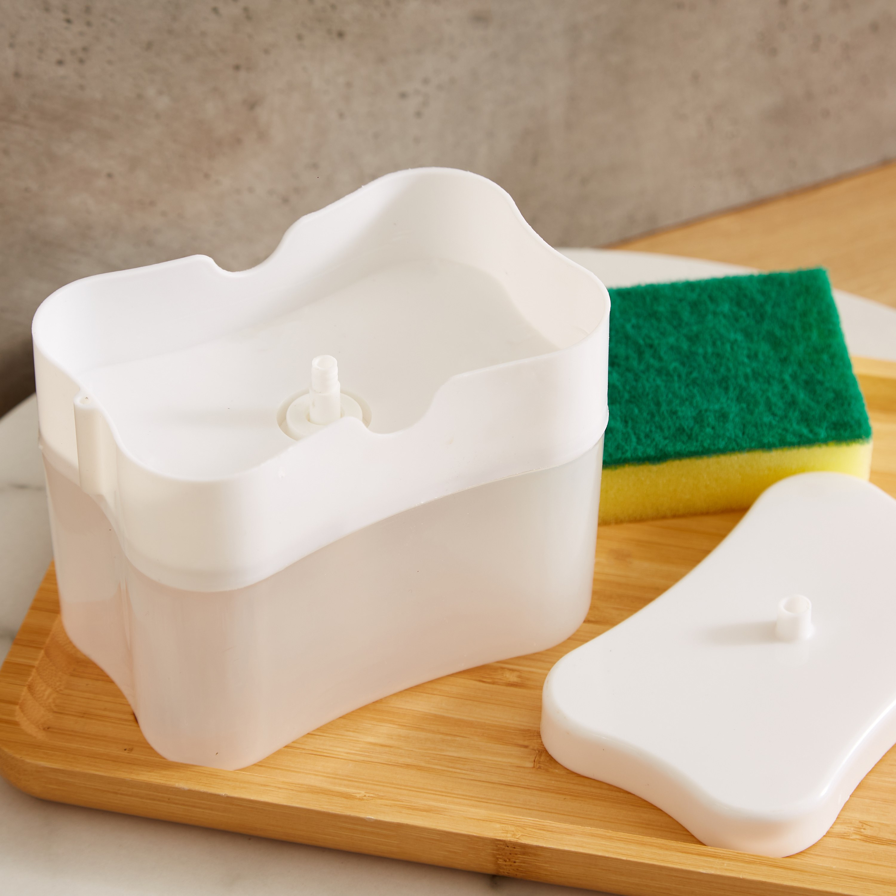 Mica 2-in-1 Soap Dispenser with Sponge - 14.5x9.5x10.7 cm-hbxbathroom-laundry-cleaningaccessories-image-2