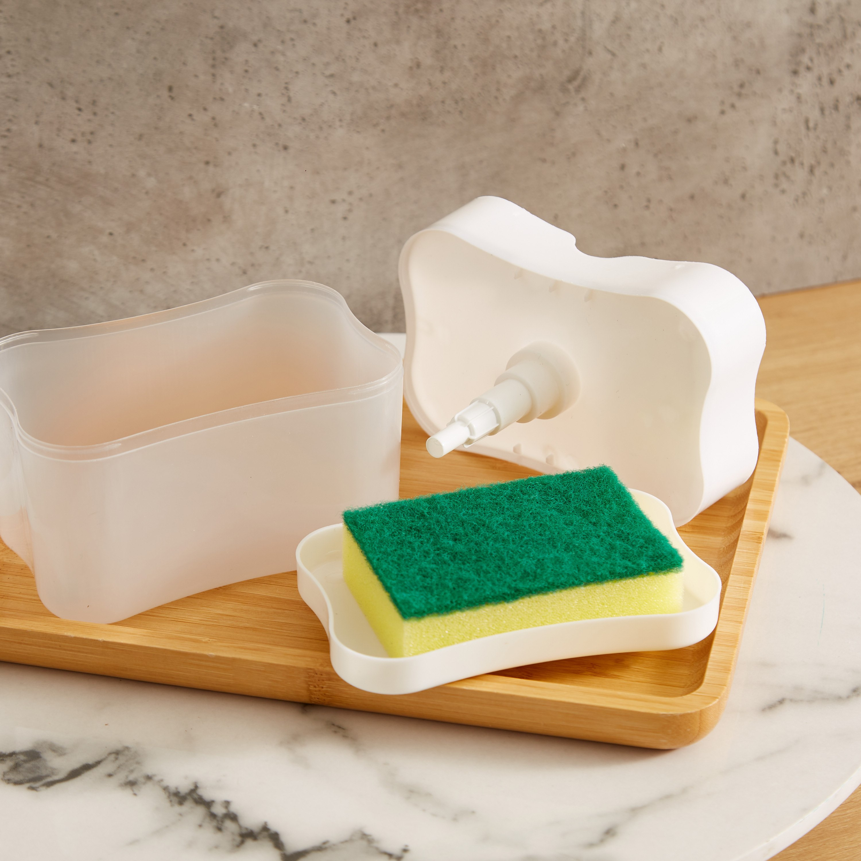 Mica 2-in-1 Soap Dispenser with Sponge - 14.5x9.5x10.7 cm-hbxbathroom-laundry-cleaningaccessories-image-3