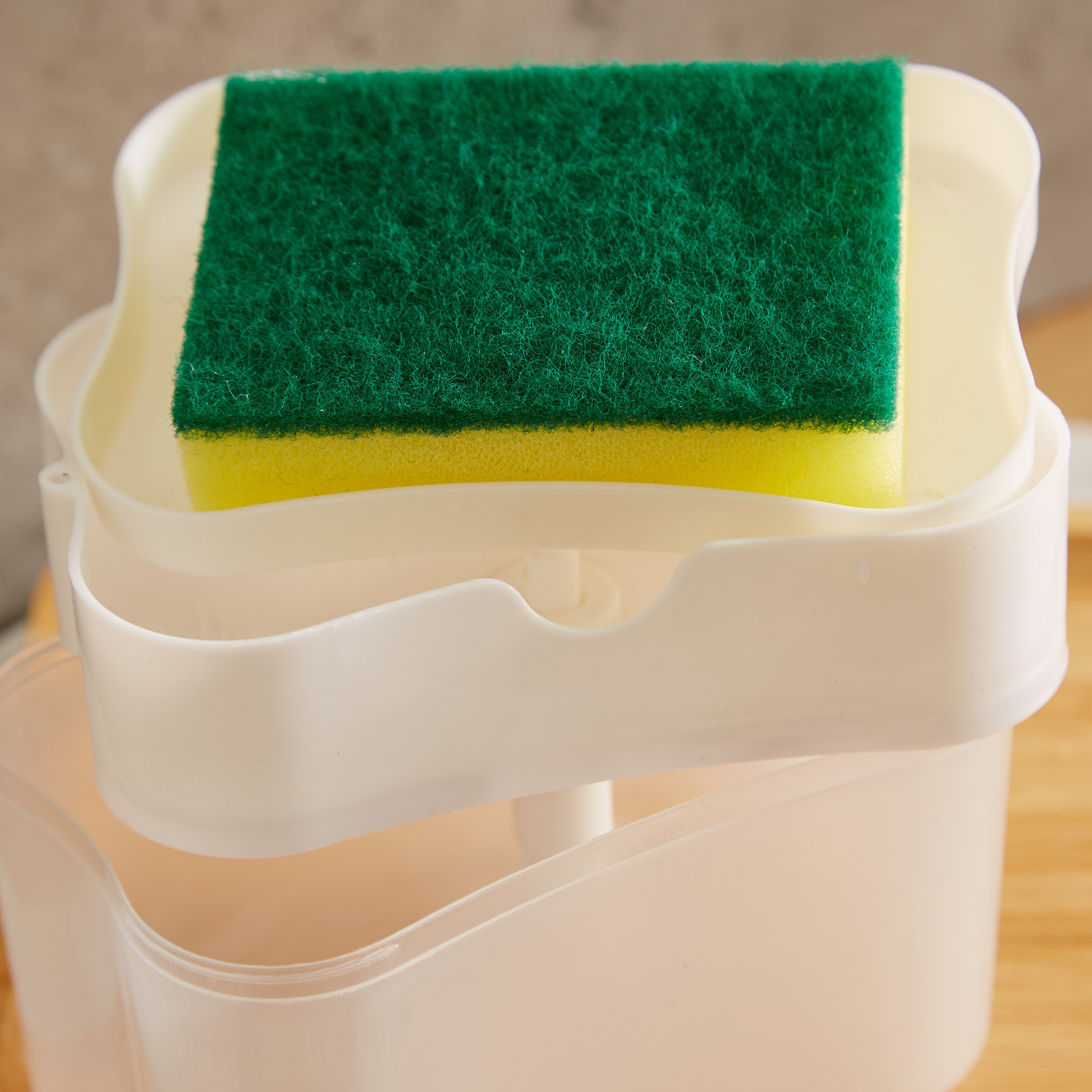 Mica 2-in-1 Soap Dispenser with Sponge - 14.5x9.5x10.7 cm-hbxbathroom-laundry-cleaningaccessories-image-4