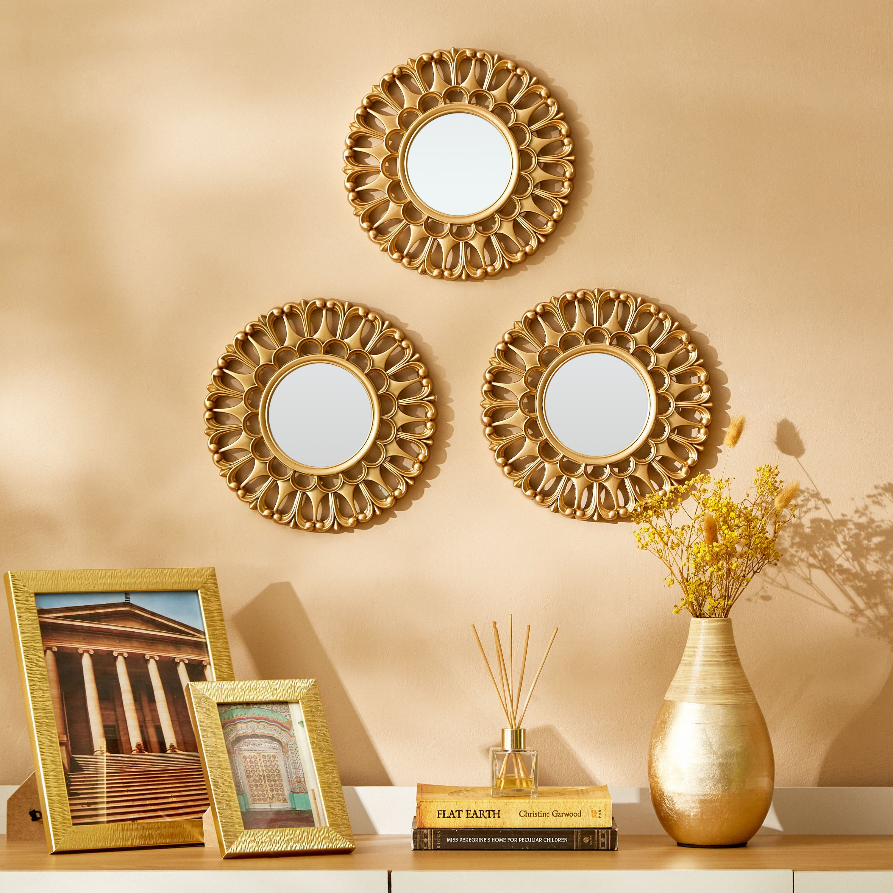 Zeina 3-Piece Mirror Set with Petal Border - 25x2x25 cm-PROMO_HB_AE_B1G1_250925-image-1