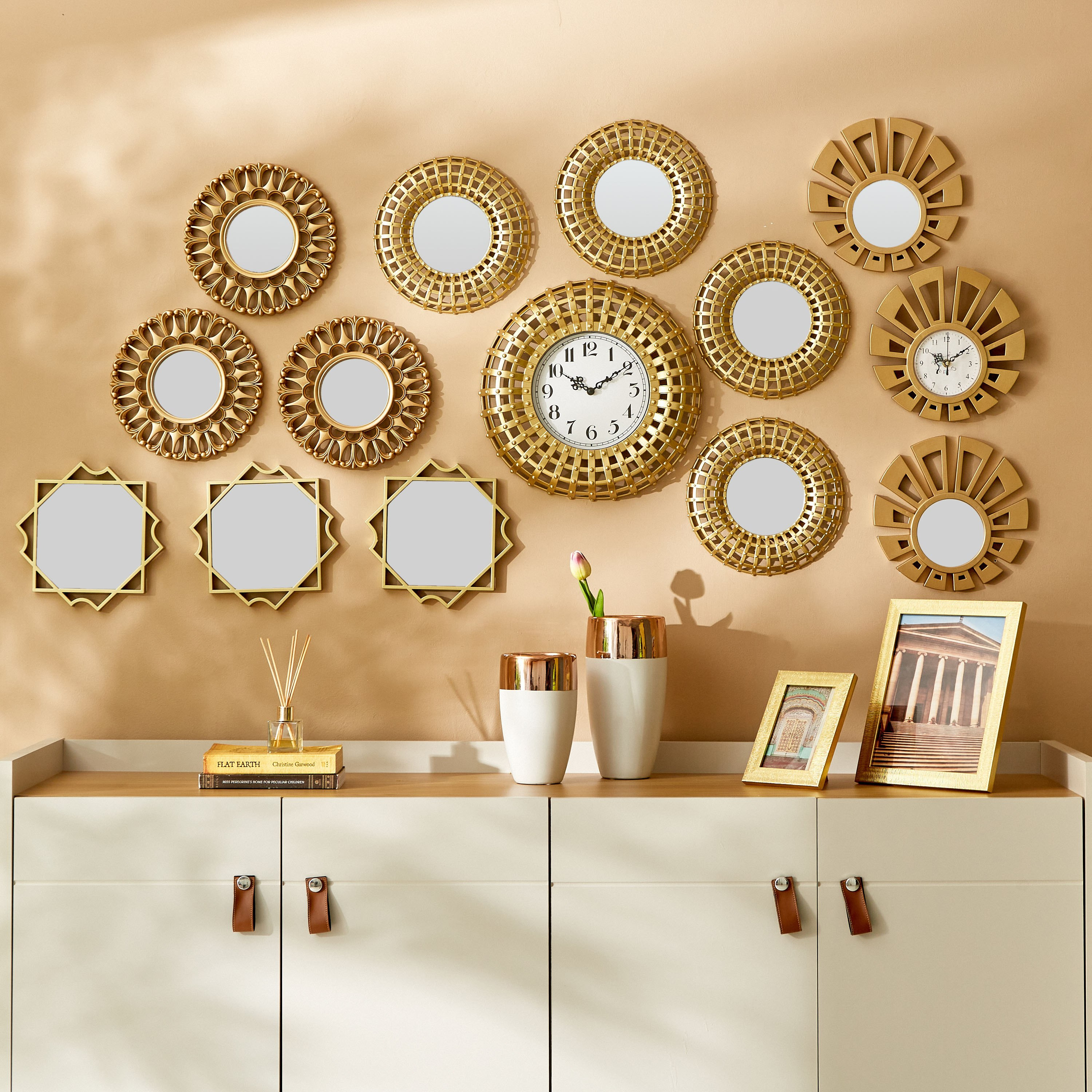 طقم مرايا 3 قطع بشكل مربع وإطار مزيّن من زينة - 25x2x25 سم-hbxhomeware-hbxdecorandfurnishings-image-4
