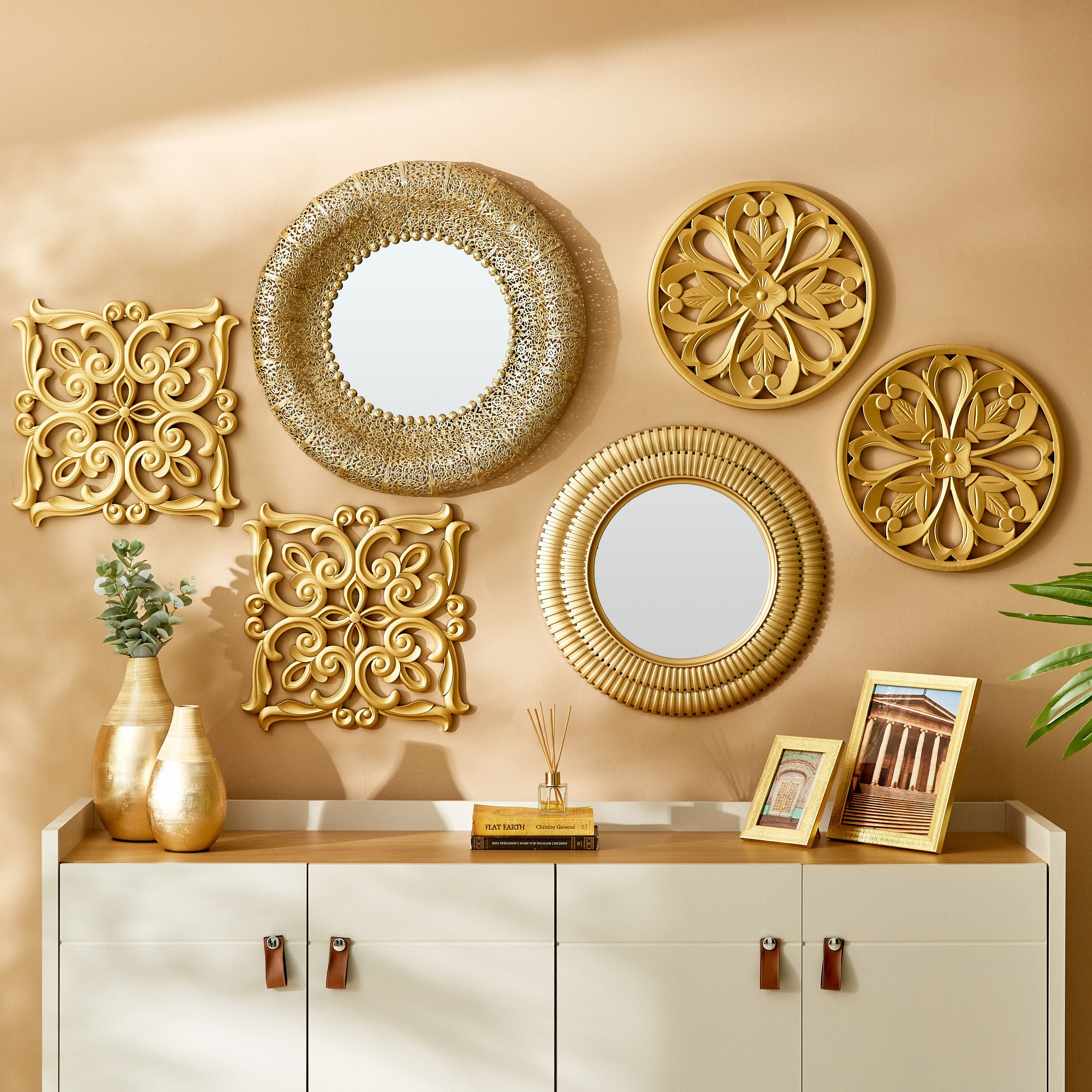 طقم ألواح حائط مربعة قطعتان من زينة - 40x2x40 سم-hbxlivingroom-walldecor-wallart-image-5