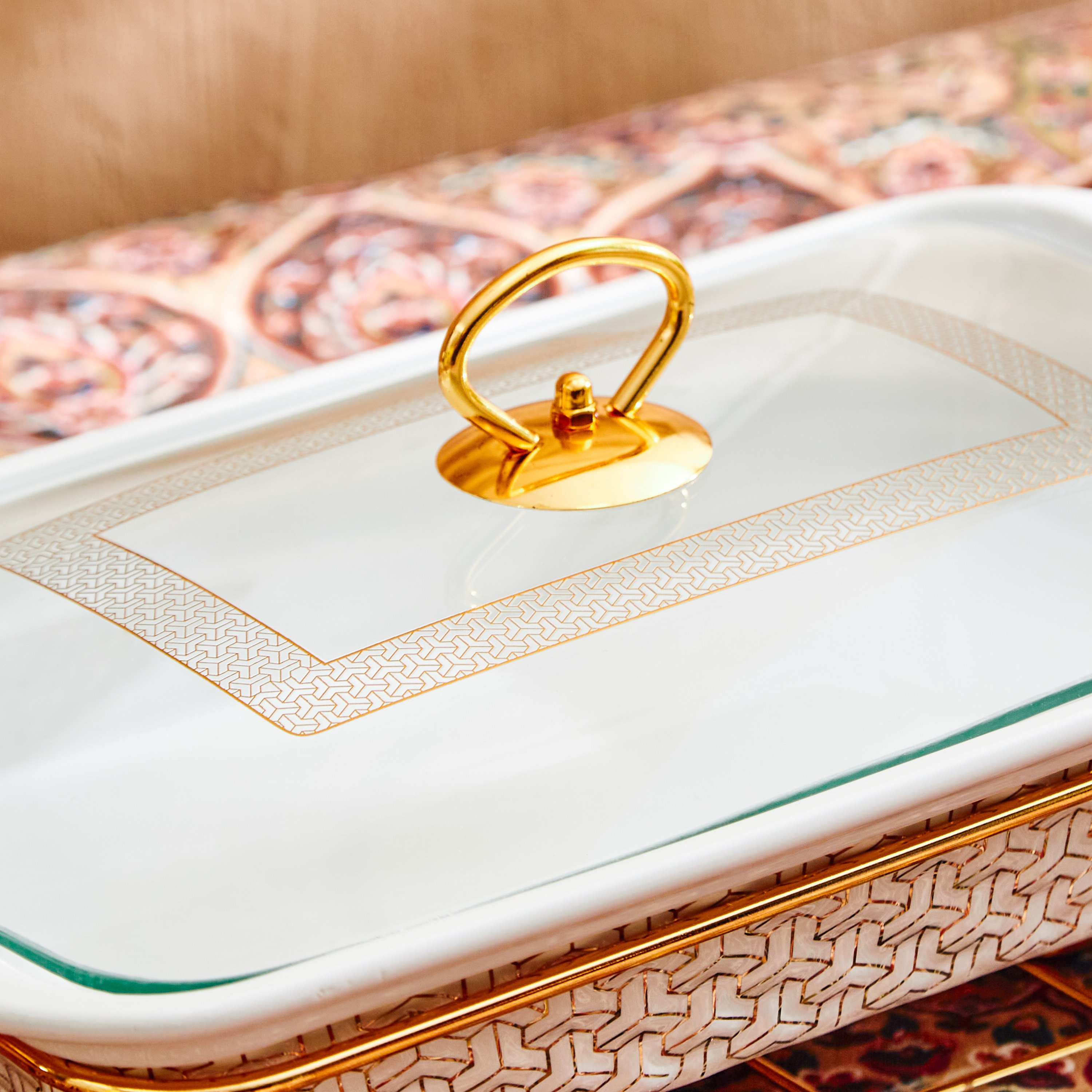 Celtic Rectangular Casserole with Candle Stand - 37 cm-hbxdecorandfurnishings-tabletop-serveware-image-2