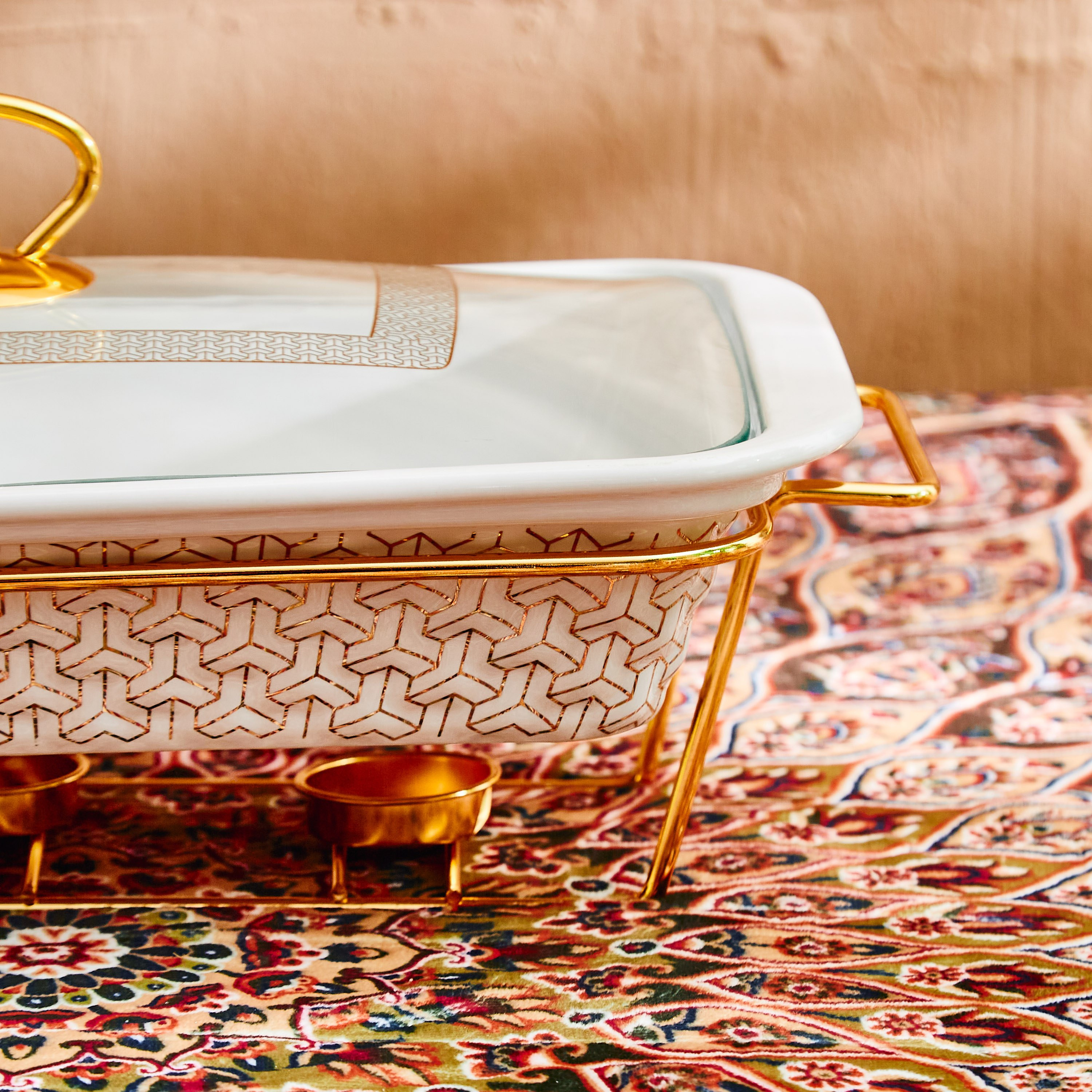 Celtic Rectangular Casserole with Candle Stand - 37 cm-hbxdecorandfurnishings-tabletop-serveware-image-4